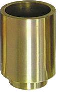 Eine zylindrische Messingbuchse, die als Komponente in Maschinen verwendet wird, wird vor einem einfachen Hintergrund präsentiert, der ihre glatte, glänzende Oberfläche hervorhebt.