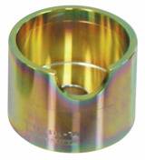 Ein metallisches zylindrisches Werkzeugteil mit goldenem Glanz, das eine Kerbe an der oberen Kante aufweist.