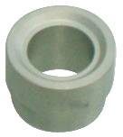 Ein kleines metallisches zylindrisches Objekt mit einer breiteren Basis und einem schmaleren Oberteil, das einer Buchse oder einem Distanzstück ähnelt.