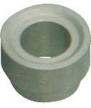 Ein kleiner grauer Gummiöse mit einem zentralen Loch.