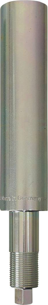 Modell einer vintage elektrischen Zuglok in Beige und Blau auf Eisenbahngleisen, mit detaillierten Stromabnehmen und Lichtern.