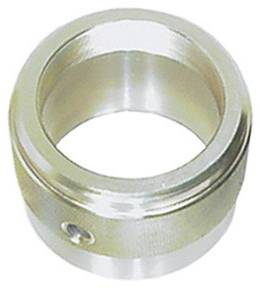 Ein Metallzylinder mit Gewinde und glatter Innenseite, mit einem kleinen Seitenloch in der Nähe der Basis, vor weißem Hintergrund dargestellt.