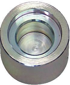 Ein metallisches zylindrisches Lager mit hohlem Zentrum, von oben betrachtet, zeigt eine glatte Innenfläche und eine reflektierende Außenkante.