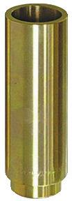 A brass cylindrical valve guide, golden and shiny, used in engine assemblies for aligning and supporting valves.