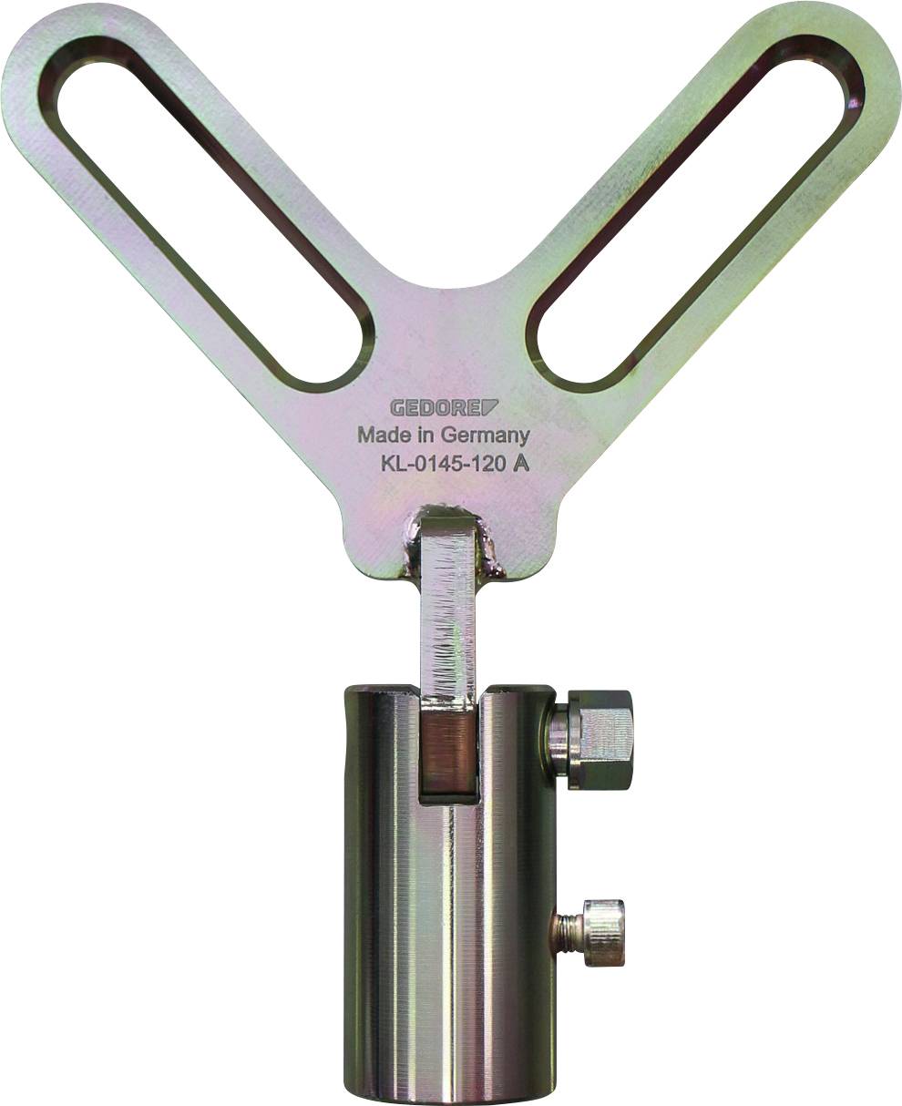 Ein Metalwerkzeug mit Y-förmiger Oberseite und zylindrischer Basis, das für mechanische Zwecke verwendet wird. Gekennzeichnet mit 