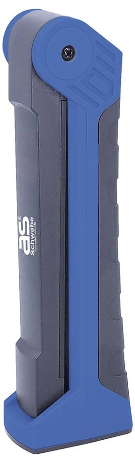 Ein blau-grauer zusammenklappbarer Innensechskantschlüsselsatz mit kompaktem Design und abgerundeten Griffen für komfortable Handhabung.