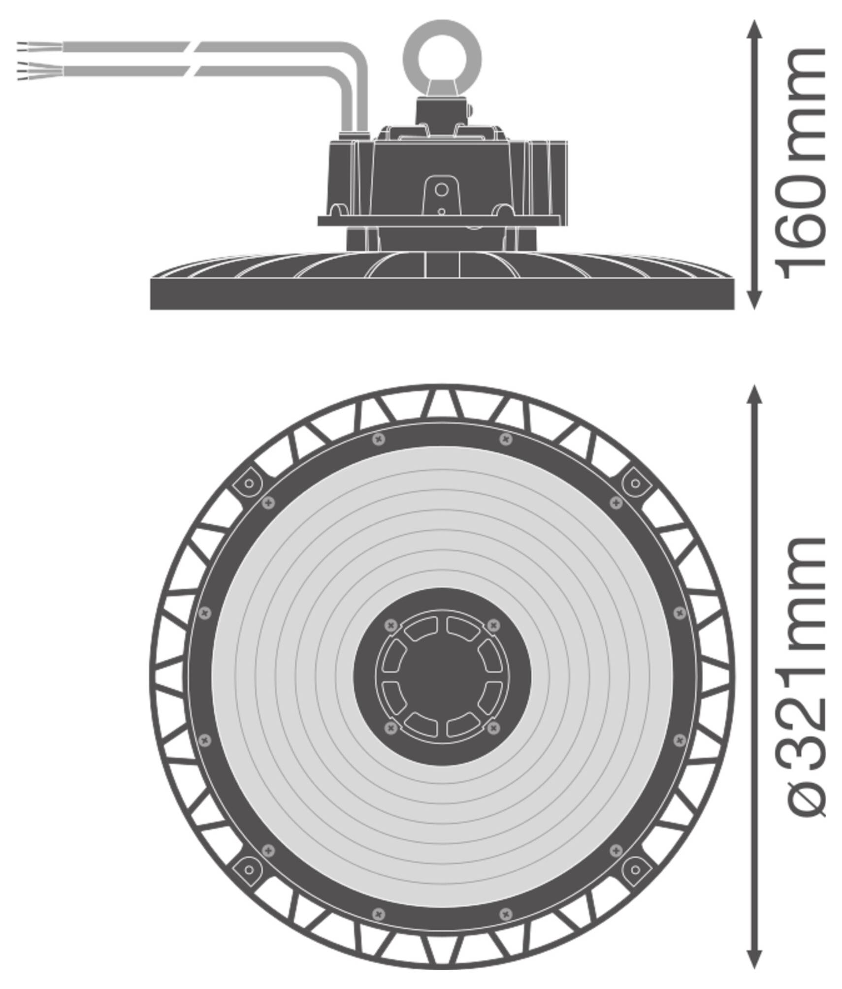 LEDVANCE 4058075844308 HIGH BAY GEN 5 150W 840 70DEG IP66 PS LED-Hallenleuchte 150 W Schwarz