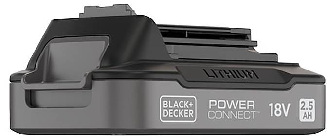 18V-Lithium-Akku mit der Bezeichnung „BLACK+DECKER POWER CONNECT 18V 2,5 AH