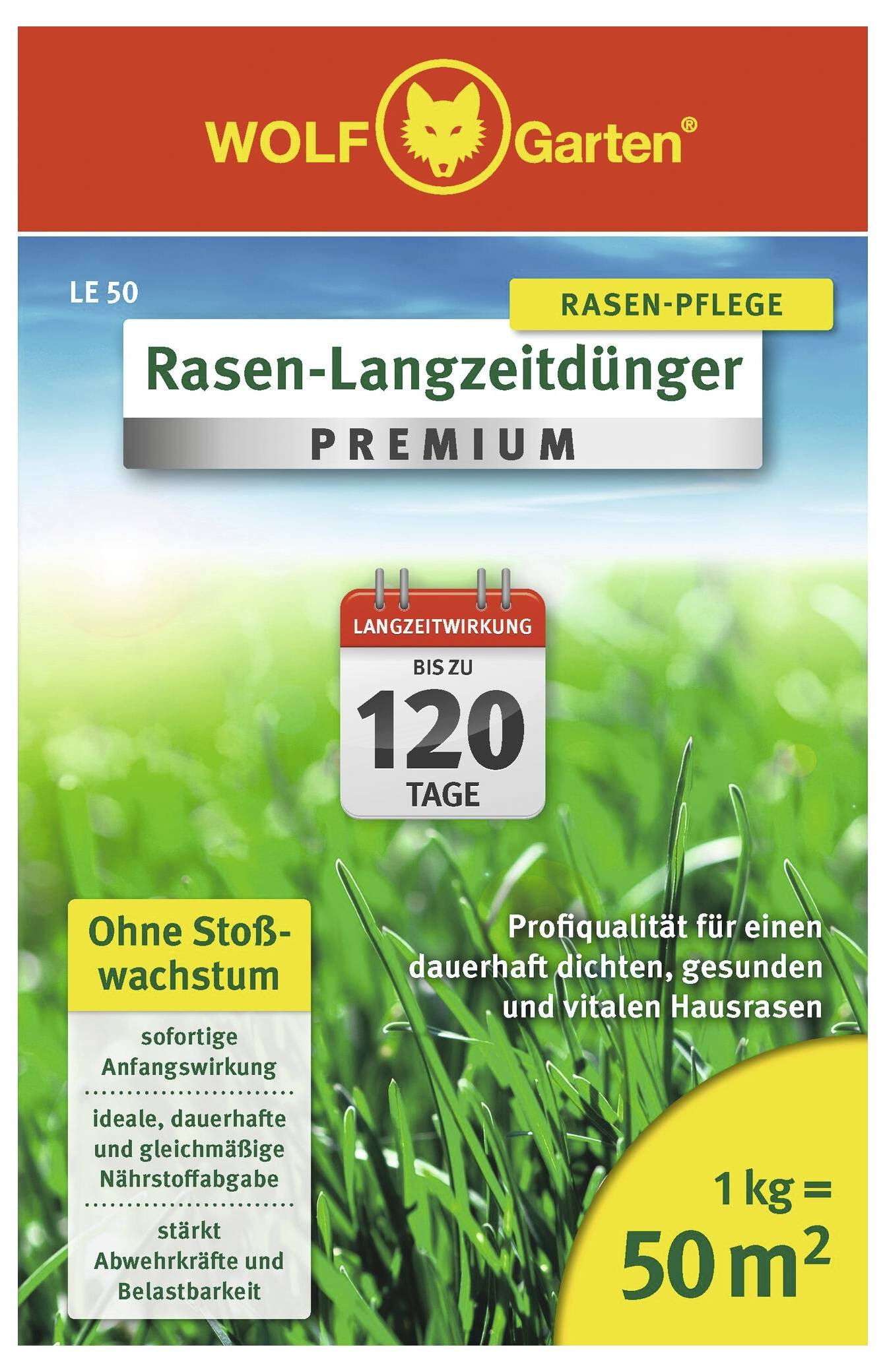 WOLF-Garten 3830010-MT - Rasen-Langzeitdünger Premium 120 Tage LE 50 1St.