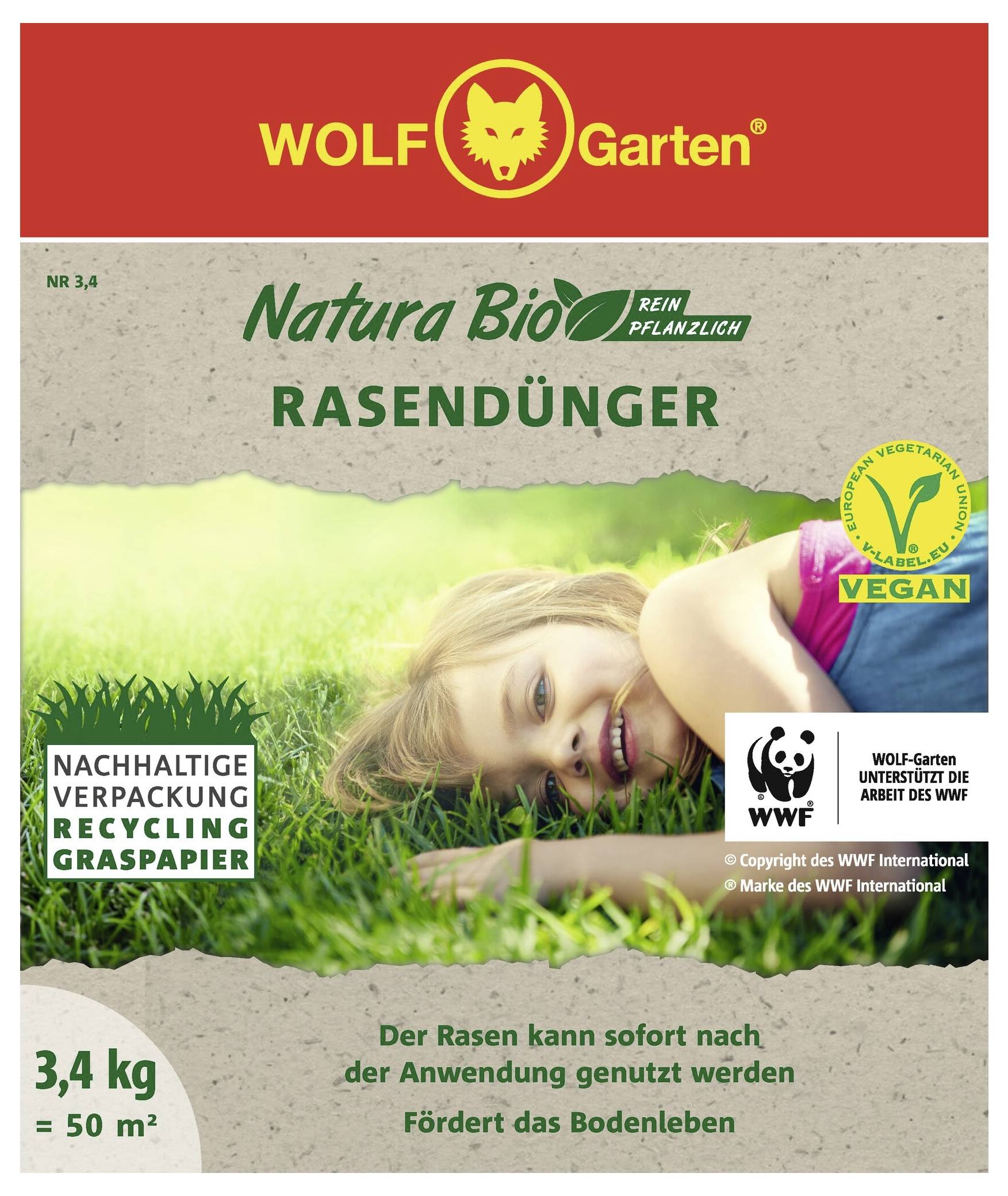 WOLF-Garten 3852012 - "Natura Bio" Rasendünger NR 3,4 für 50m² 1St.