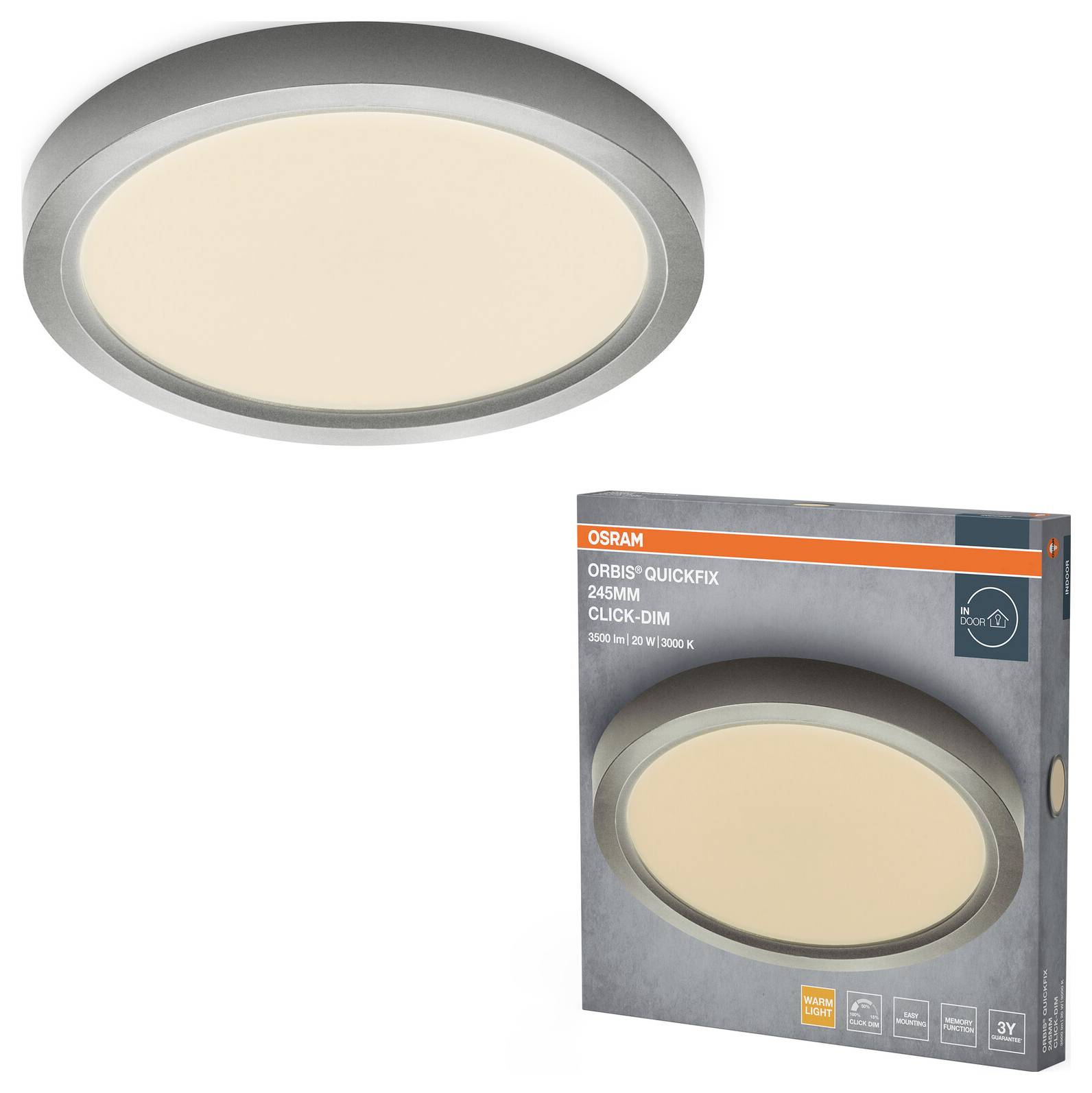 OSRAM HOMELIGHTING 4099854604324 Deckenleuchte, LED-Deckenleuchte Silver