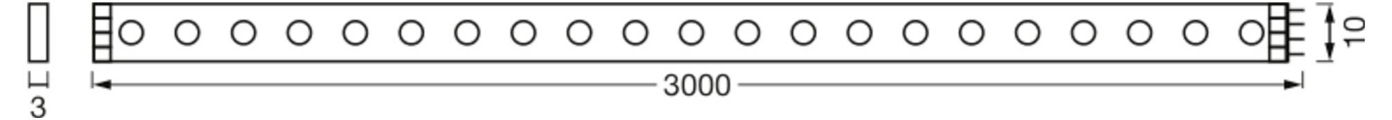 Eine Schachtel Osram Flex Audio 3M RGB-LED-Lichtleiste mit Fernbedienung. Die Lichtleiste wird dargestellt, wie sie farbenfrohe Lichter abstrahlt.