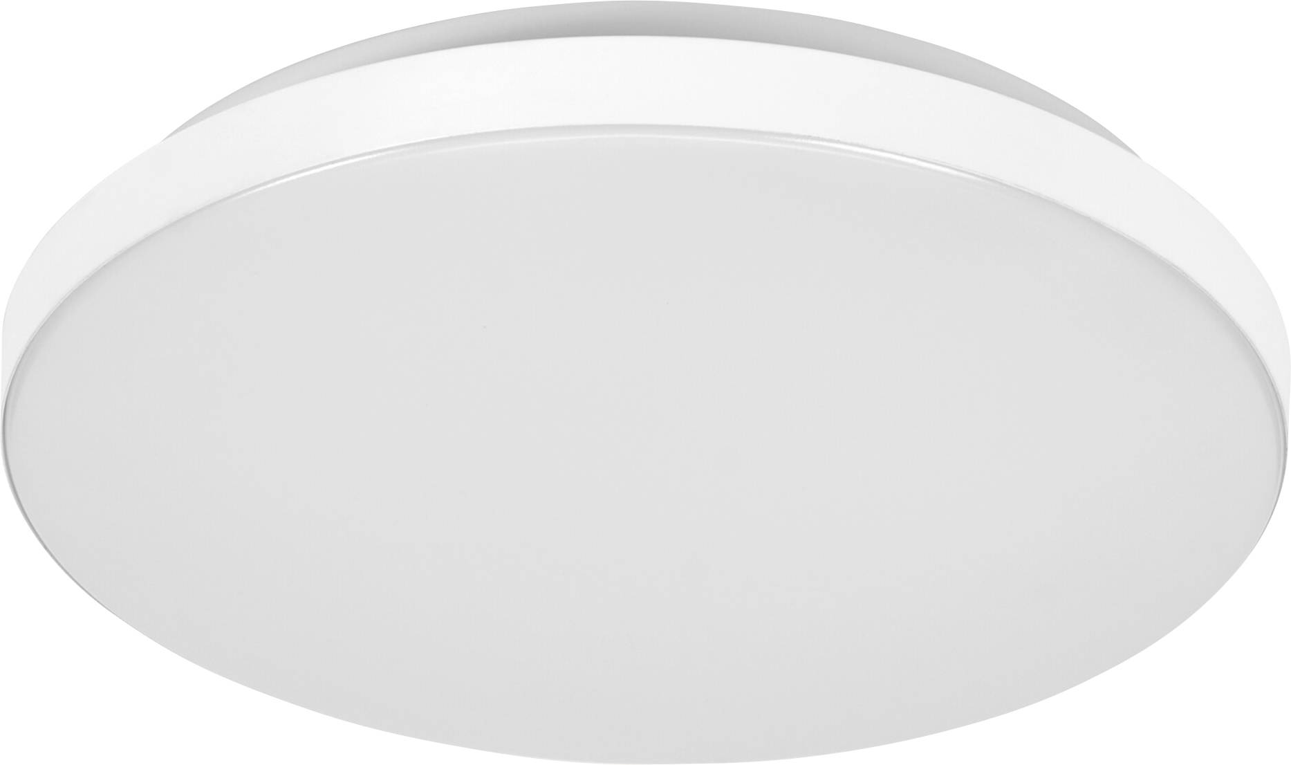 Eine runde, weiße Deckenleuchte mit glatter, minimalistischer Gestaltung.