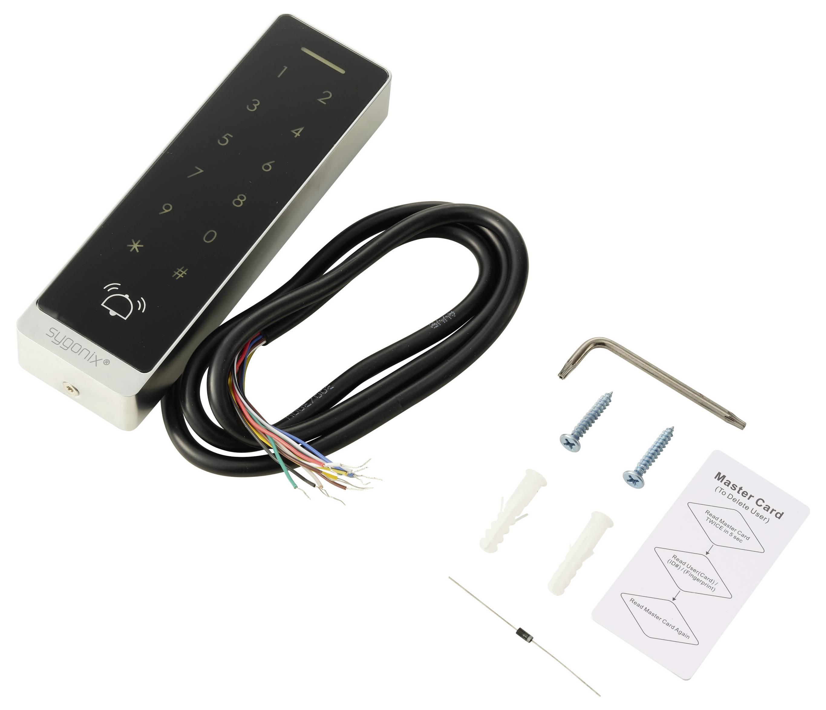 Sygonix SY-7372600 Code-Tastatur mit RFID Aufputz 12 V/DC, 18 V/DC IP66 mit beleuchteter Tastatur, mit Touchscreen