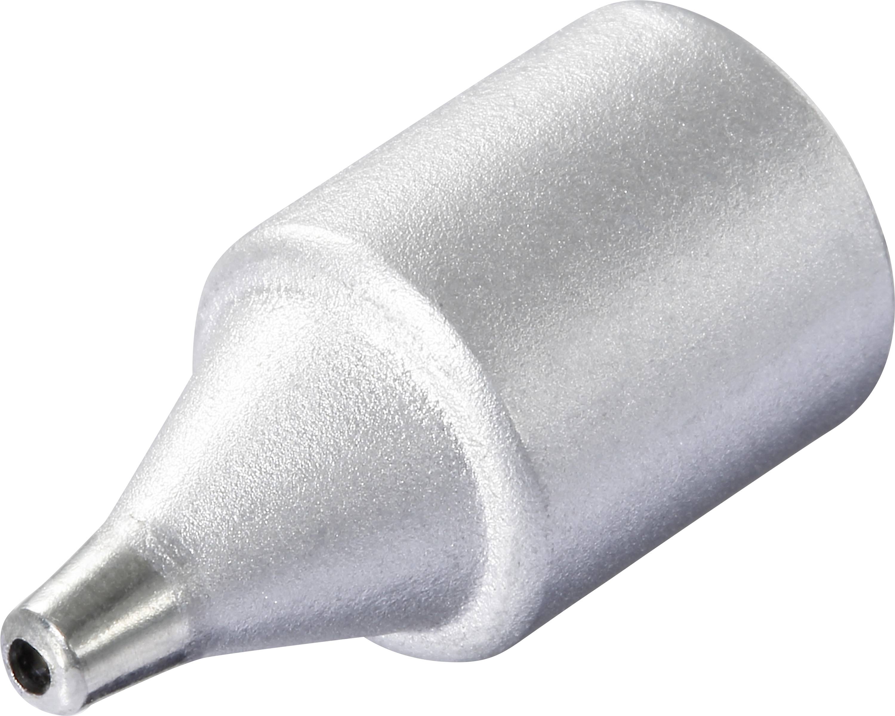 Eine metallische Lötspitzenkrone mit einer verjüngten, konischen Form, die für präzise Elektronikarbeiten und Wärmeleitung ausgelegt ist.