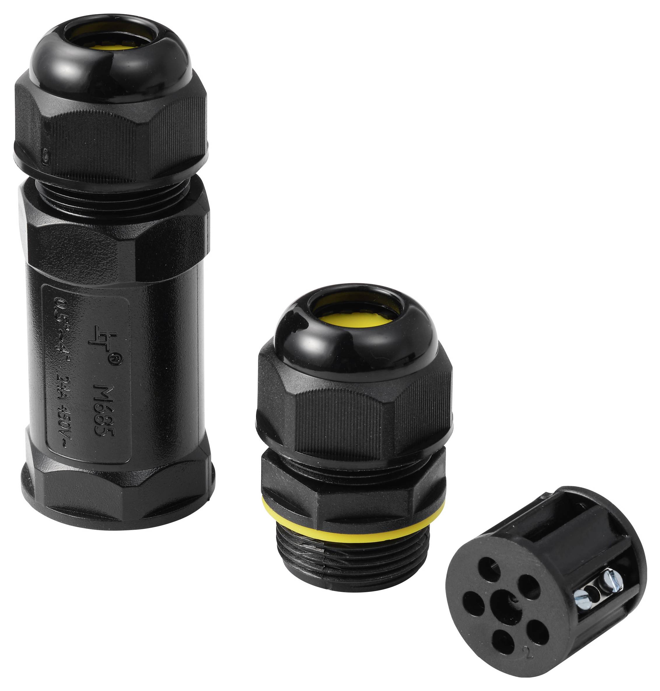TRU COMPONENTS Kabelverbinder IP68 wasserdicht, Schraubkontakt 3polig, 0,5 - 4,0mm² TC-14745228 Schwarz Inhalt: 1St.