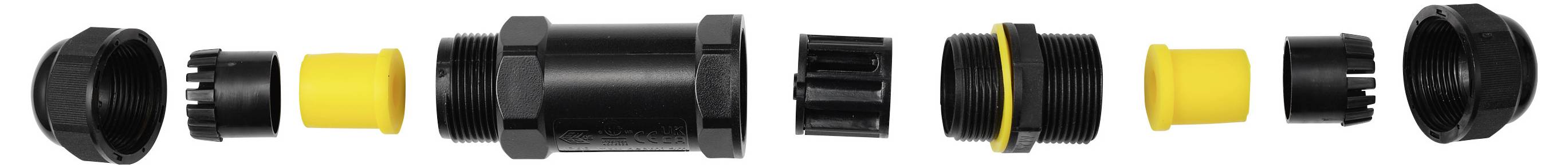 TRU COMPONENTS Kabelverbinder IP68 wasserdicht, Schraubkontakt 3polig, 0,5 - 4,0mm² TC-14745228 Schwarz Inhalt: 1St.