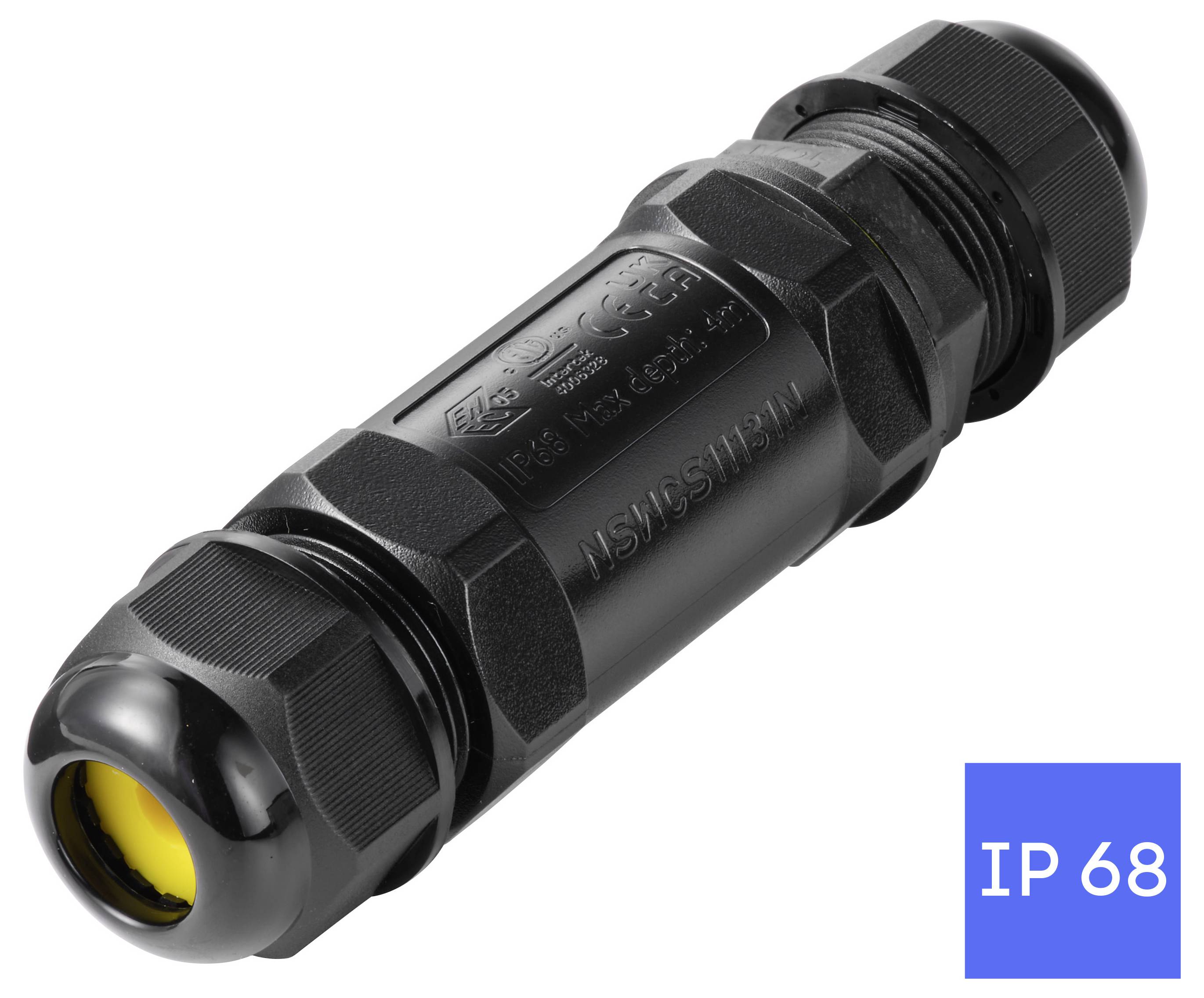 TRU COMPONENTS Kabelverbinder IP68 wasserdicht, Schraubkontakt 3polig, 0,5 - 4,0mm² TC-14745228 Schwarz Inhalt: 1St.