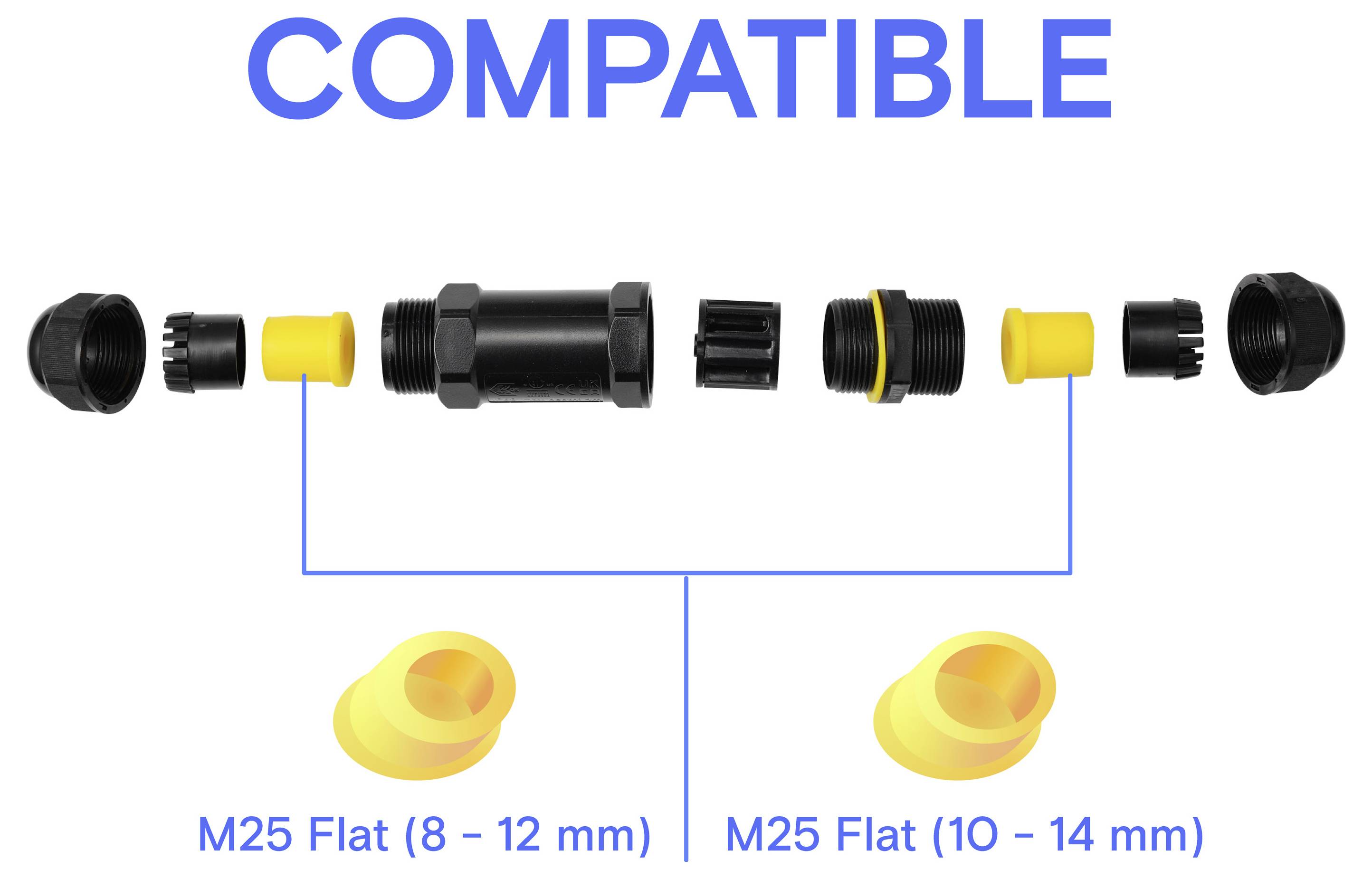 TRU COMPONENTS Kabelverbinder IP68 wasserdicht, Schraubkontakt 3polig, 0,5 - 4,0mm² TC-14745228 Schwarz Inhalt: 1St.