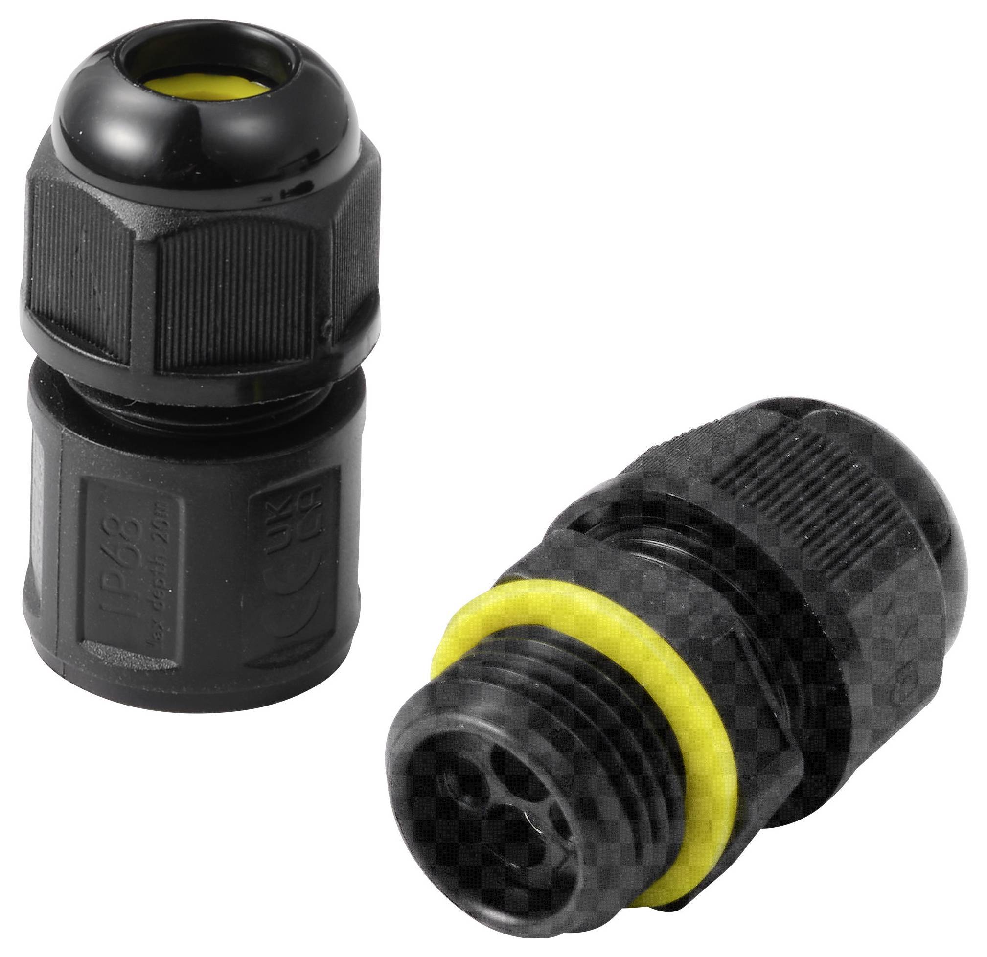 TRU COMPONENTS Kabelverbinder IP68 wasserdicht, Schraubkontakt 2polig, 0,5 - 1,5mm² TC-14745232 Schwarz Inhalt