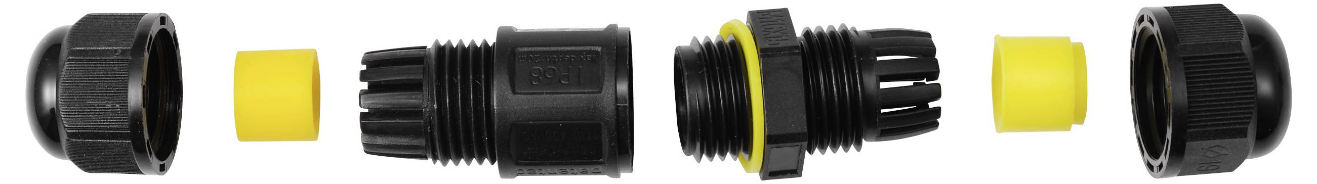 TRU COMPONENTS Kabelverbinder IP68 wasserdicht, Schraubkontakt 2polig, 0,5 - 1,5mm² TC-14745232 Schwarz Inhalt