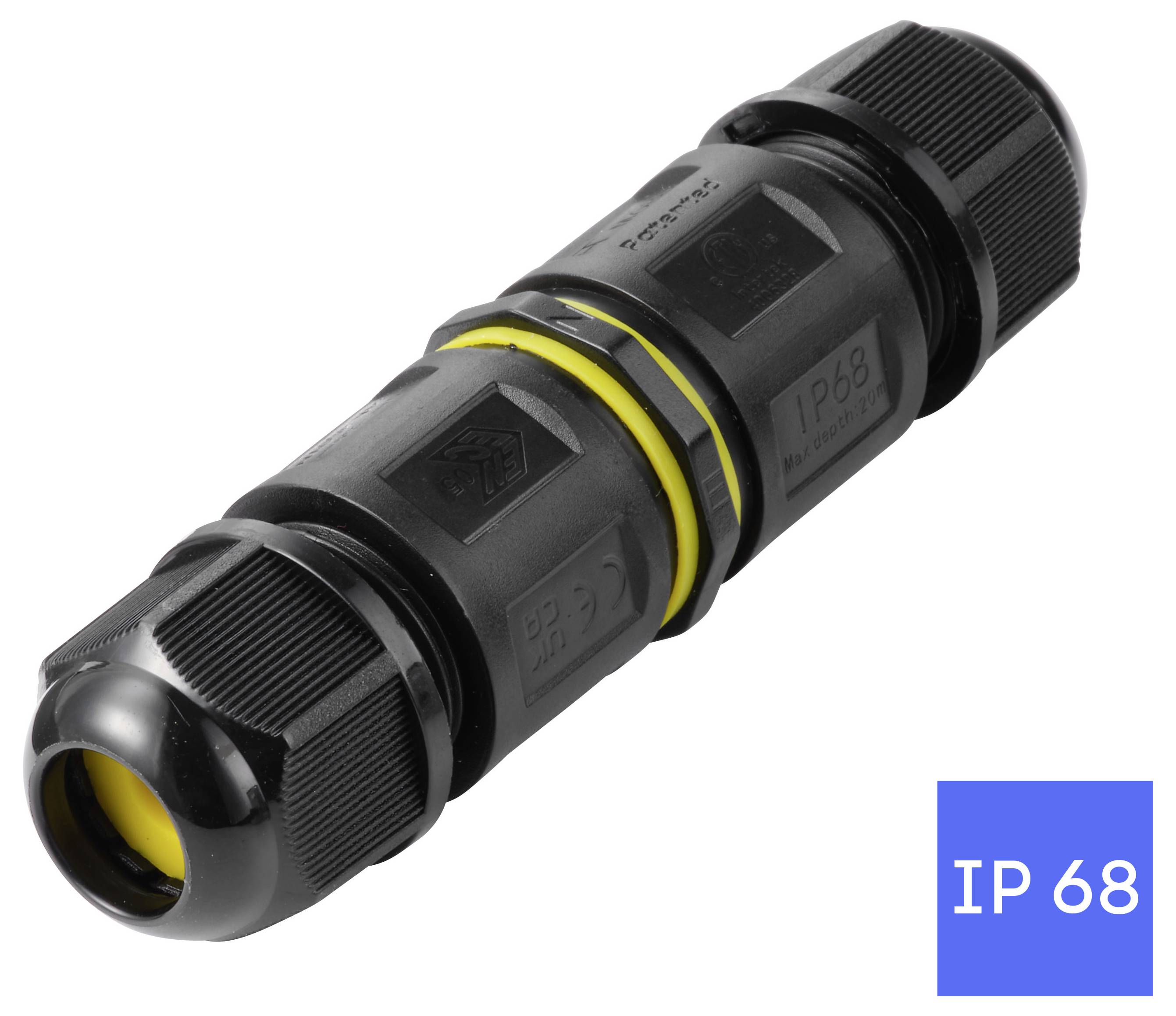 TRU COMPONENTS Kabelverbinder IP68 wasserdicht, Schraubkontakt 3polig, 0,5 - 2,5 mm² TC-14745236 Schwarz TRU COMPONENTS Inhalt: 1 St.