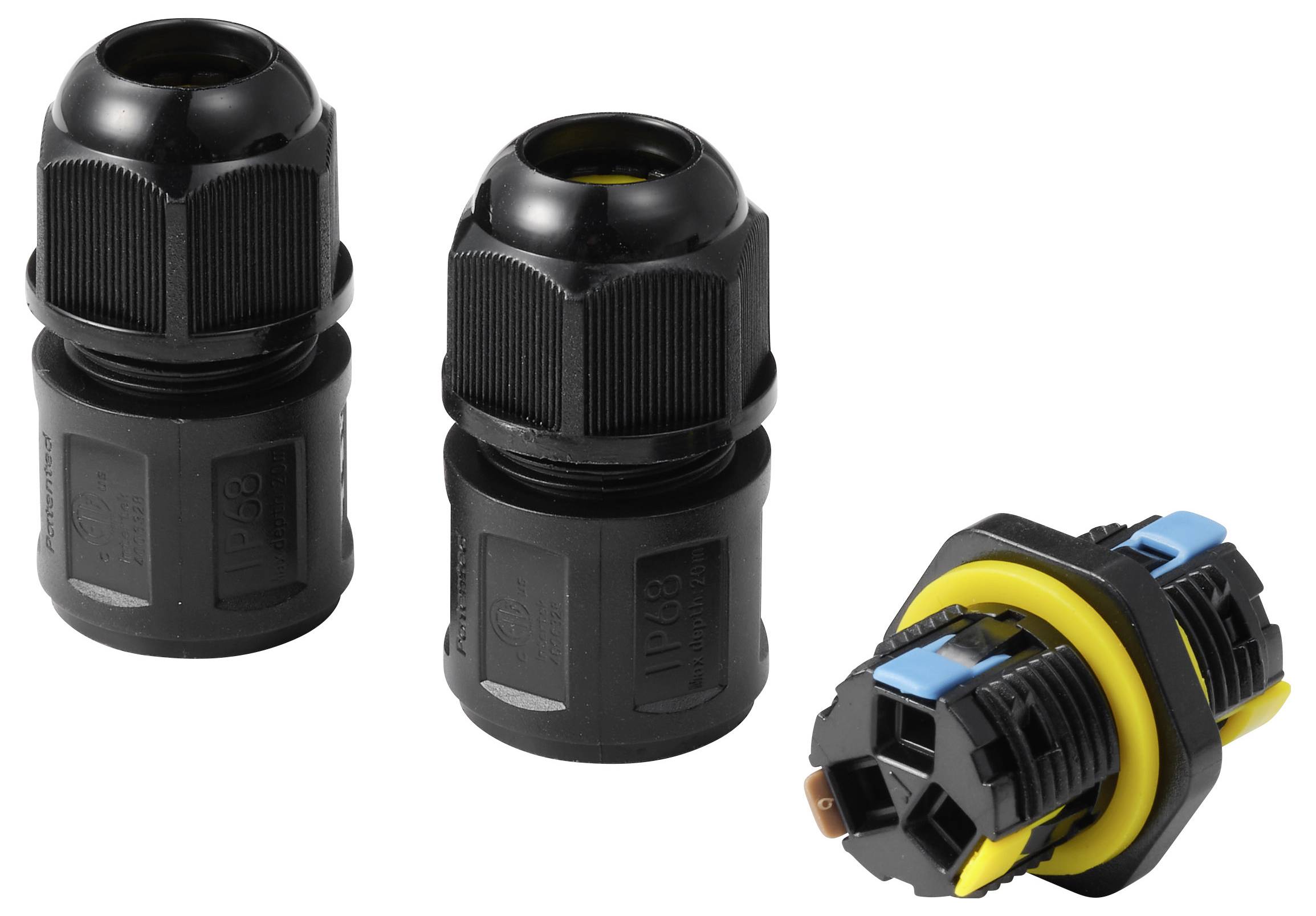 TRU COMPONENTS Kabelverbinder IP68 wasserdicht, push-In 3polig, 0,5 - 2,5mm² TC-14745240 Schwarz Inhalt: 1St.