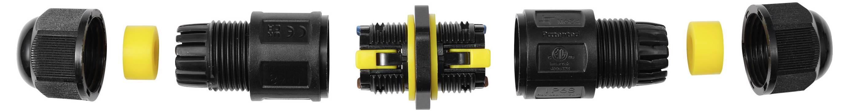 TRU COMPONENTS Kabelverbinder IP68 wasserdicht, push-In 3polig, 0,5 - 2,5mm² TC-14745240 Schwarz Inhalt: 1St.