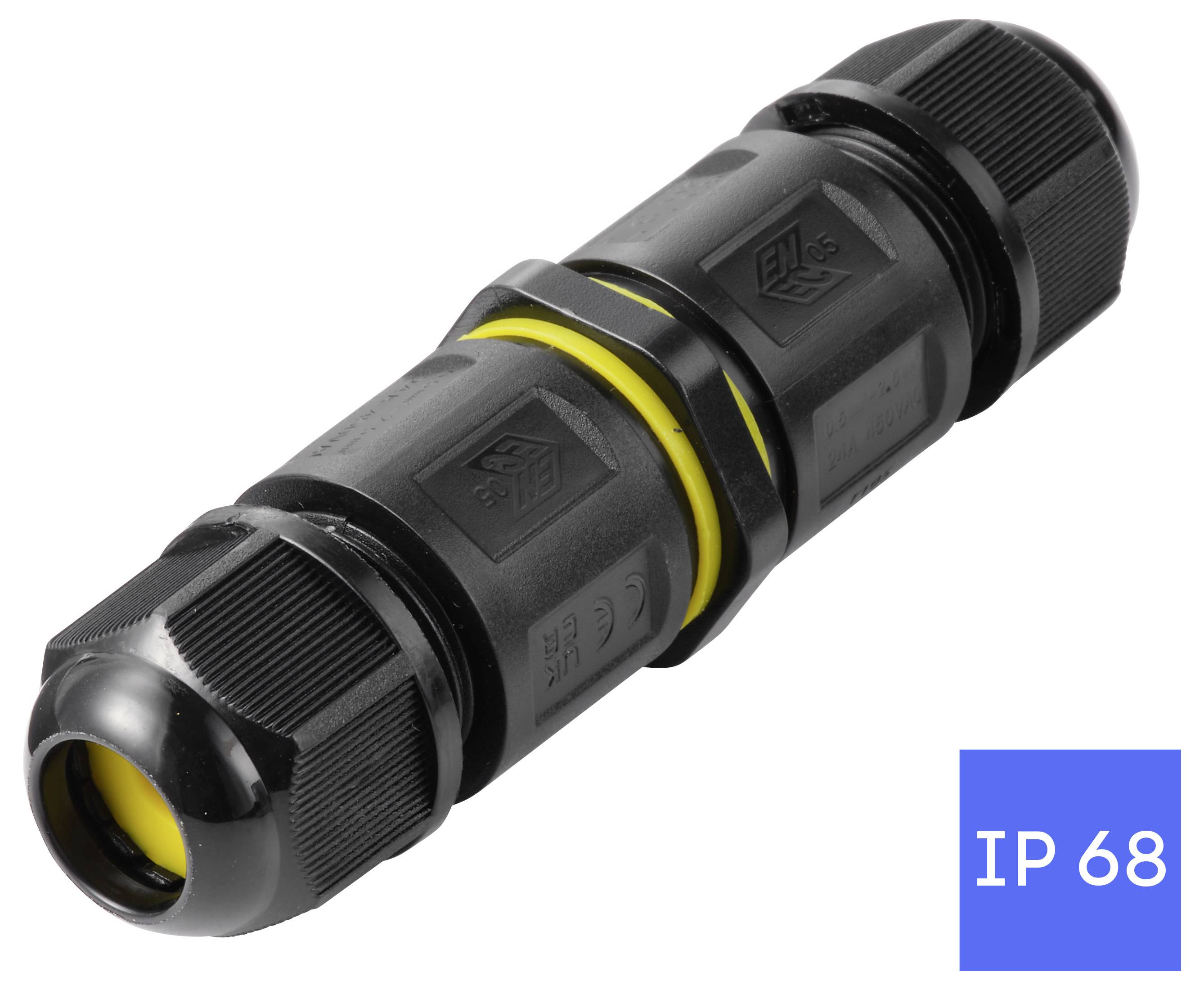 TRU COMPONENTS Kabelverbinder IP68 wasserdicht, push-In 3polig, 0,5 - 2,5mm² TC-14745240 Schwarz Inhalt: 1St.
