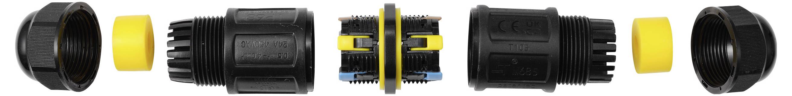 TRU COMPONENTS Kabelverbinder IP68 wasserdicht, push-In 5polig, 0,5 - 4,0mm² TC-14745244 Schwarz Inhalt: 1St.