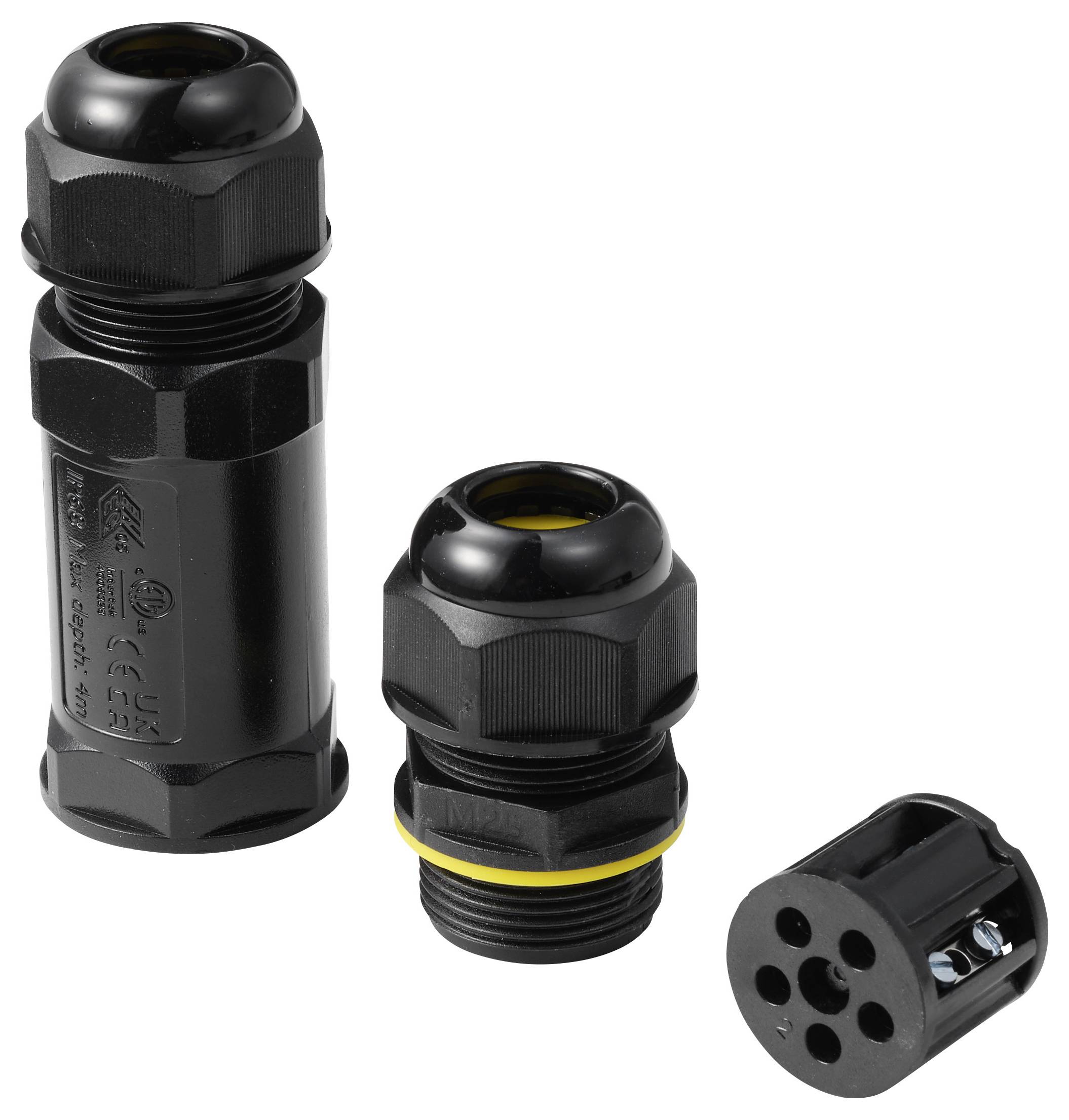 TRU COMPONENTS Kabelverbinder IP68 wasserdicht, Schraubkontakt 5polig, 0,5 - 4,0mm² TC-14745248 Schwarz Inhalt: 1St.