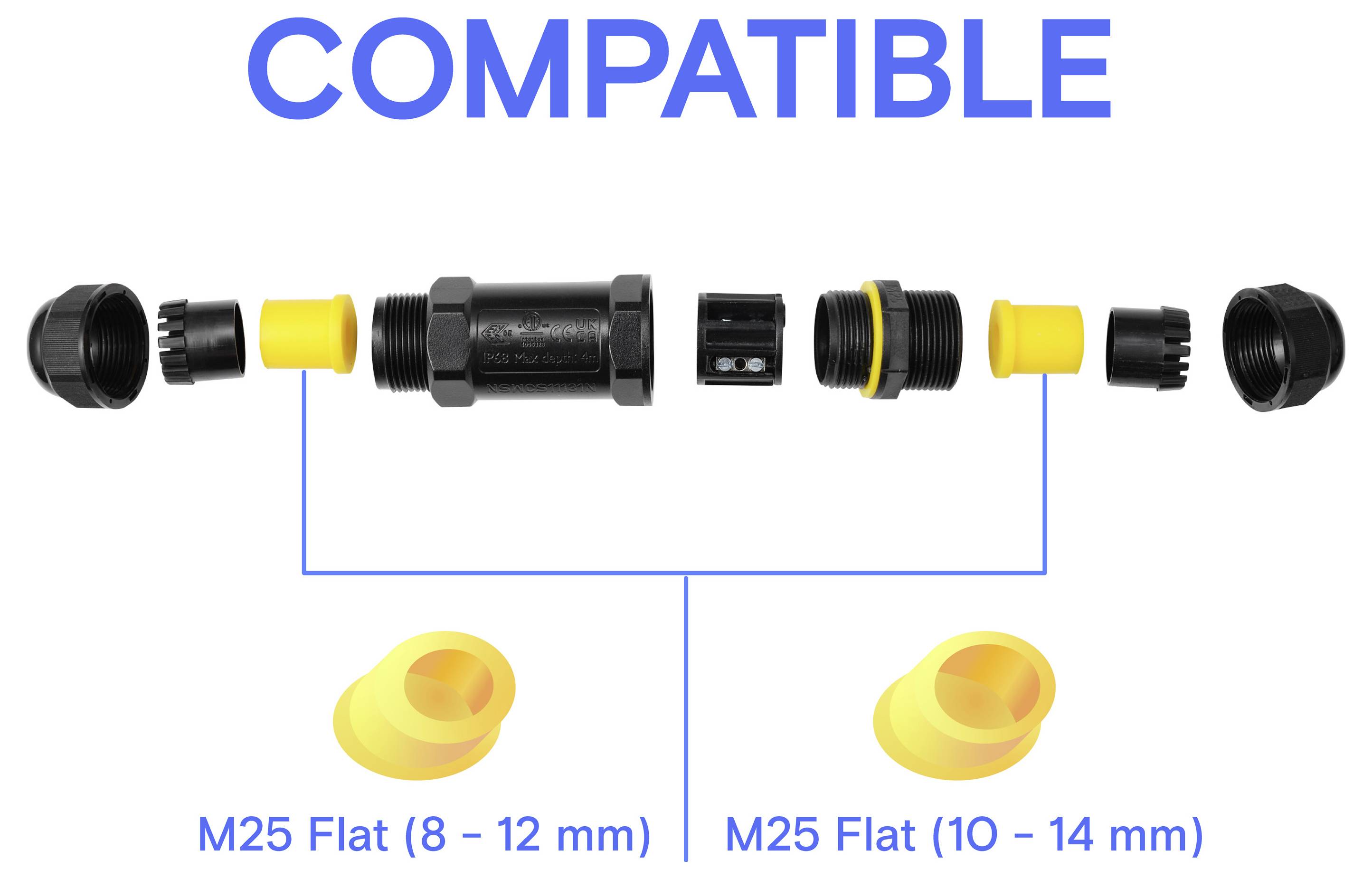 TRU COMPONENTS Kabelverbinder IP68 wasserdicht, Schraubkontakt 5polig, 0,5 - 4,0mm² TC-14745248 Schwarz Inhalt: 1St.