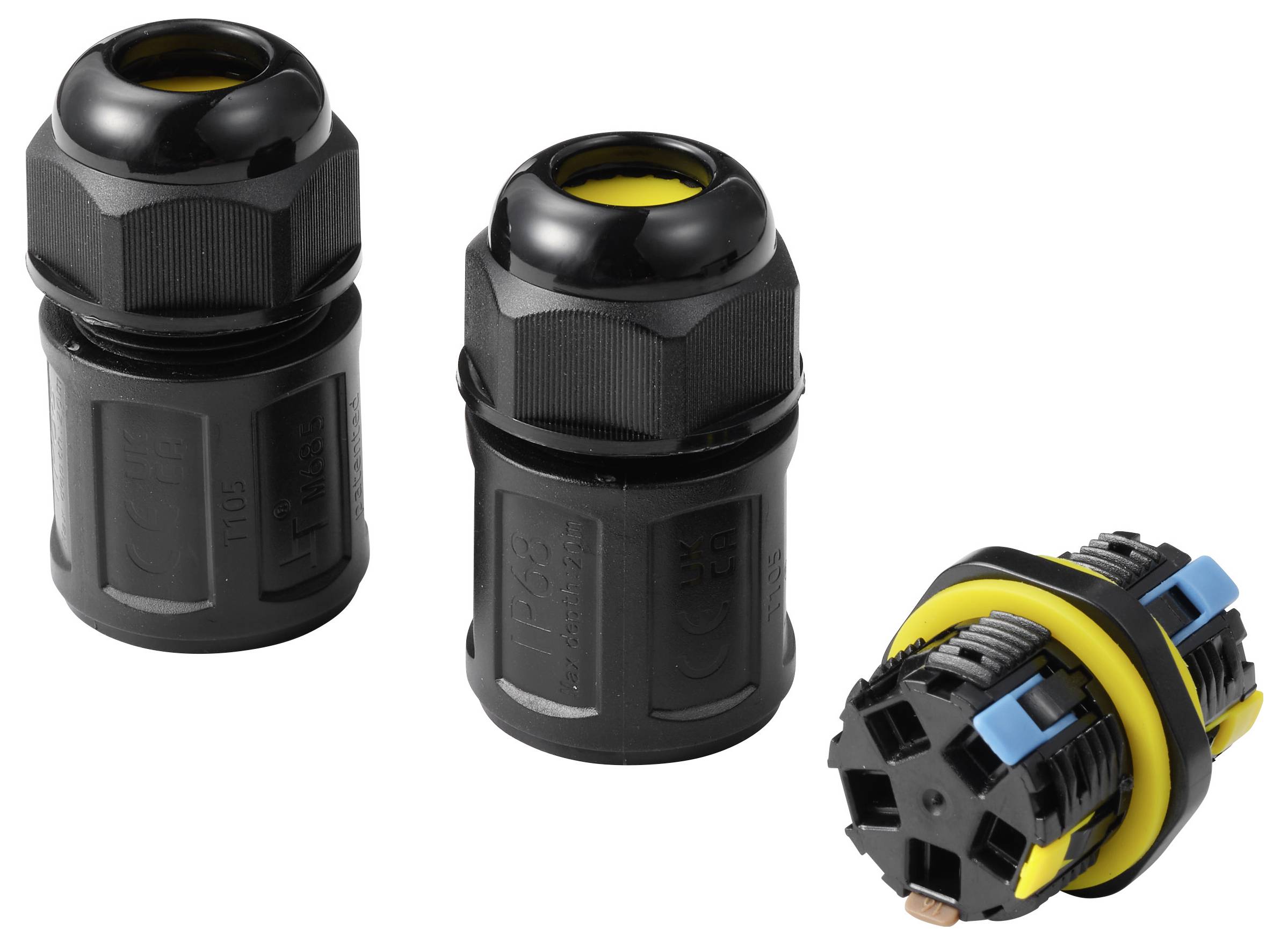 TRU COMPONENTS Kabelverbinder IP68 wasserdicht, push-In 3polig, 0,5 - 4,0mm² TC-14745252 Schwarz Inhalt: 1St.