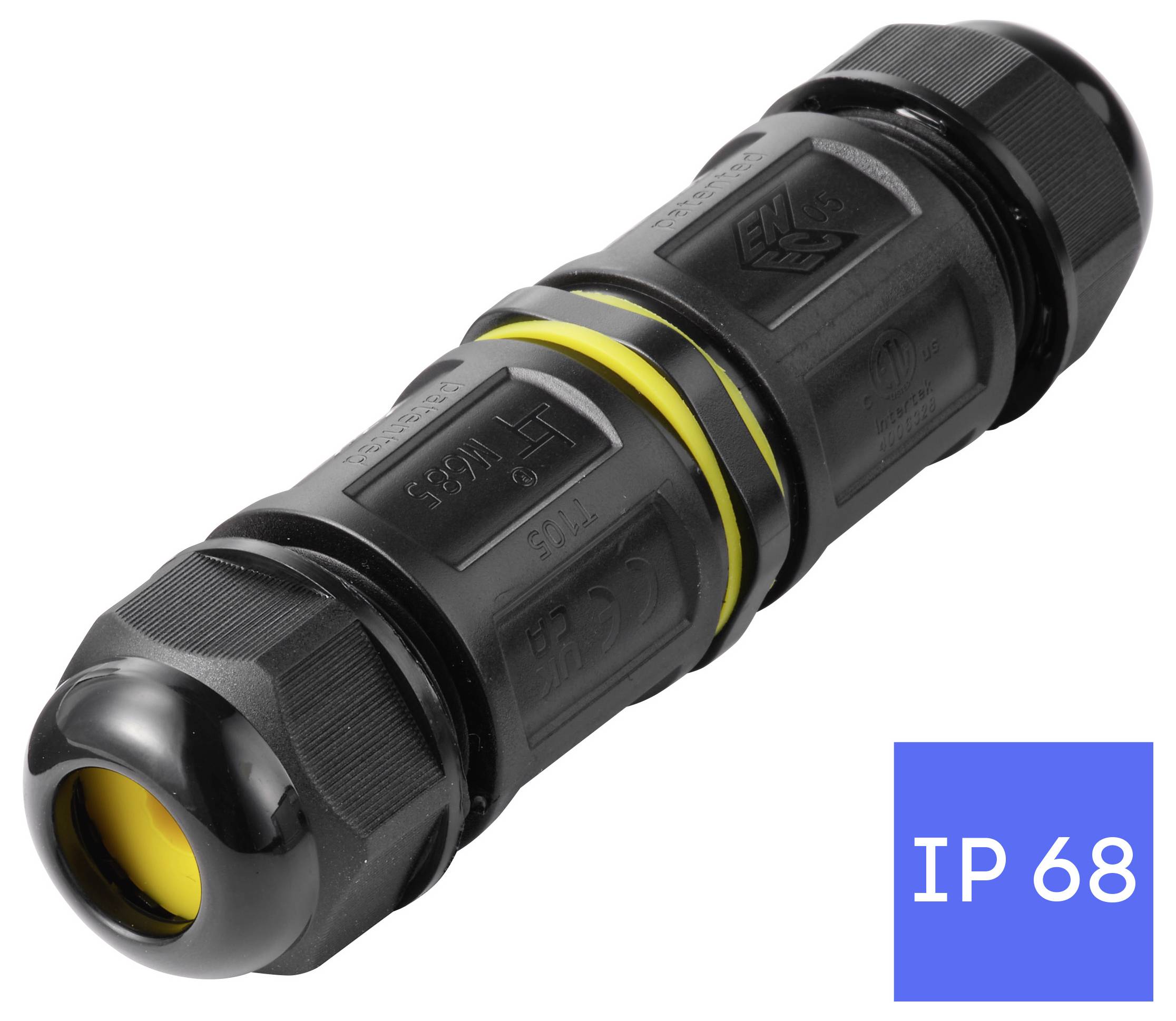 TRU COMPONENTS Kabelverbinder IP68 wasserdicht, push-In 3polig, 0,5 - 4,0mm² TC-14745252 Schwarz Inhalt: 1St.