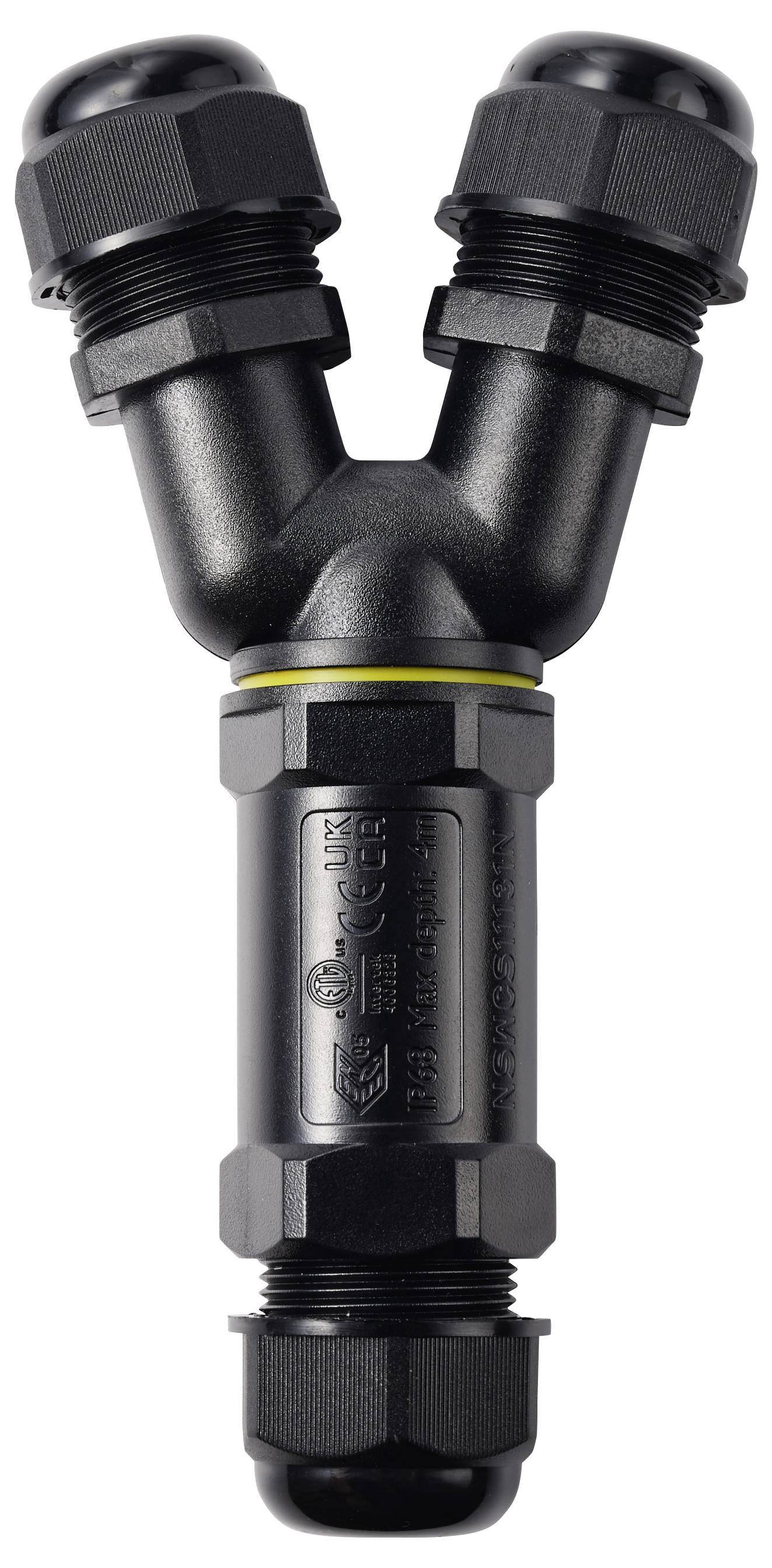 TRU COMPONENTS Y-Kabelverbinder IP68 wasserdicht, 3 Eingänge, Schraubkontakt 3polig, 0,5 - 4,0mm² TC-14745264 Schwarz Inhal