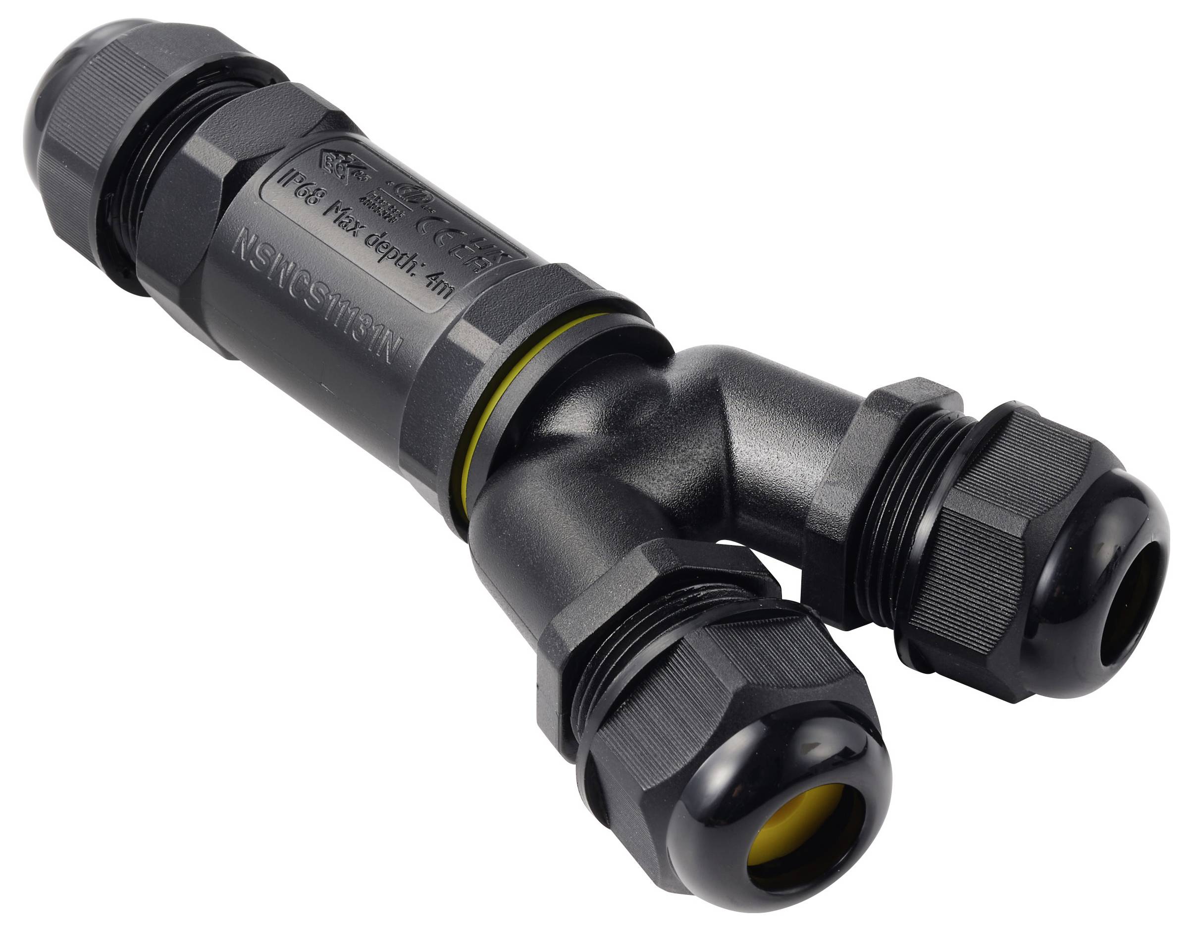 TRU COMPONENTS Y-Kabelverbinder IP68 wasserdicht, 3 Eingänge, Schraubkontakt 5polig, 0,5 - 4,0mm² TC-14745268 Schwarz Inhal
