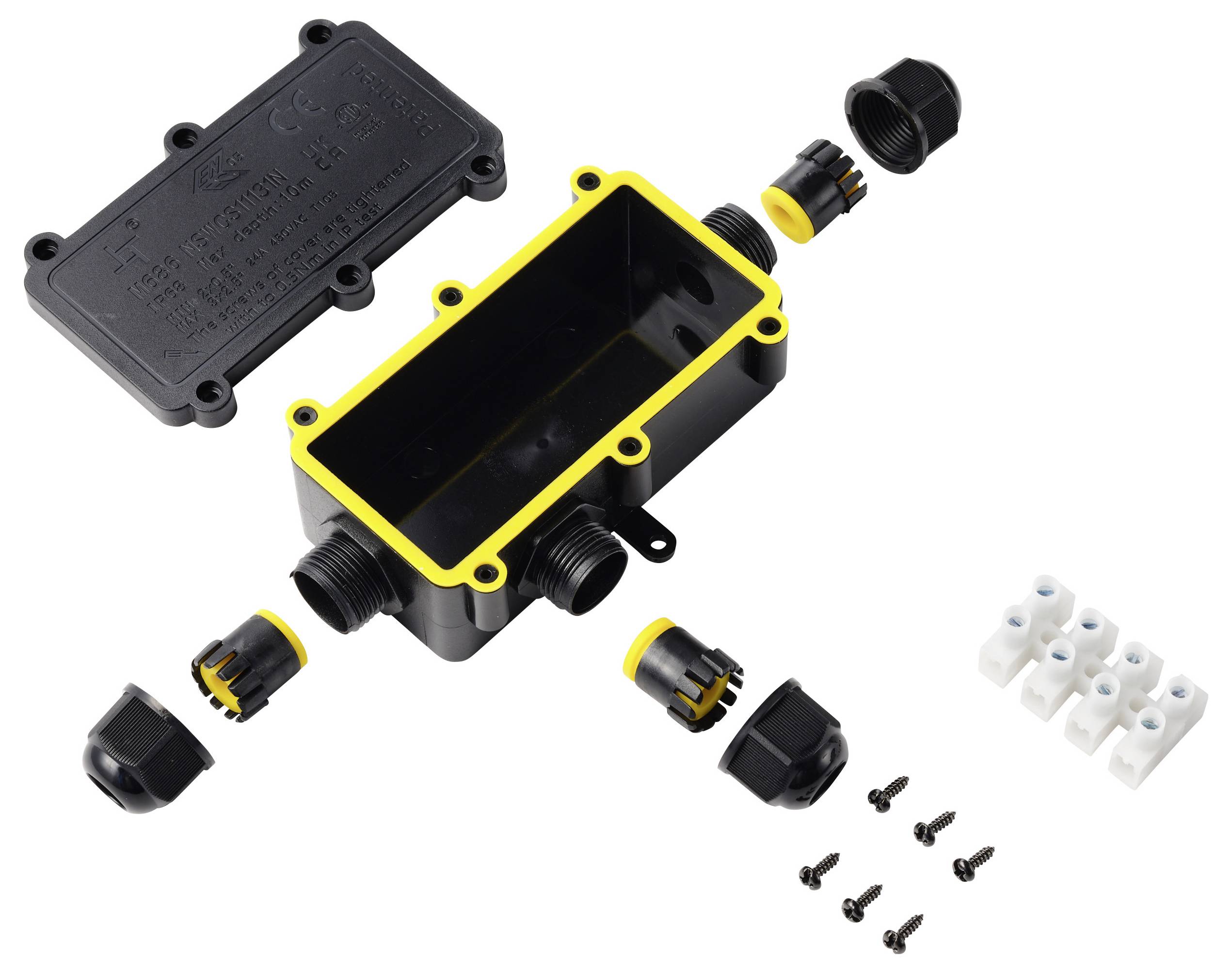 TRU COMPONENTS Abzeigdose IP68 wasserdicht 3 Eingänge, 0,5 - 2,5mm² TC-14745272 Schwarz Inhalt: 1St.