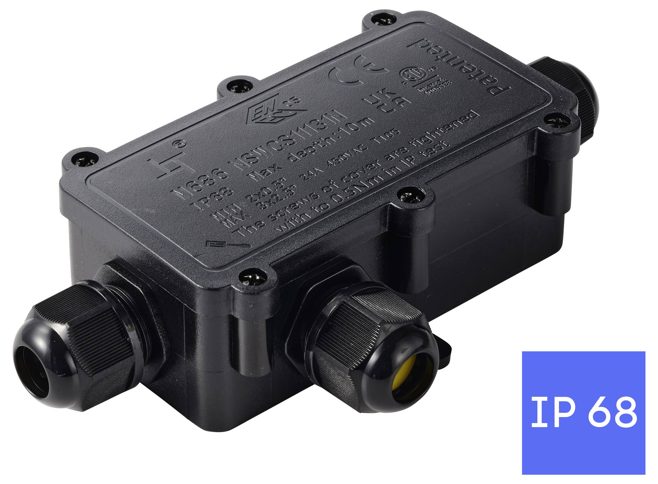 TRU COMPONENTS Abzeigdose IP68 wasserdicht 3 Eingänge, 0,5 - 2,5mm² TC-14745272 Schwarz Inhalt: 1St.