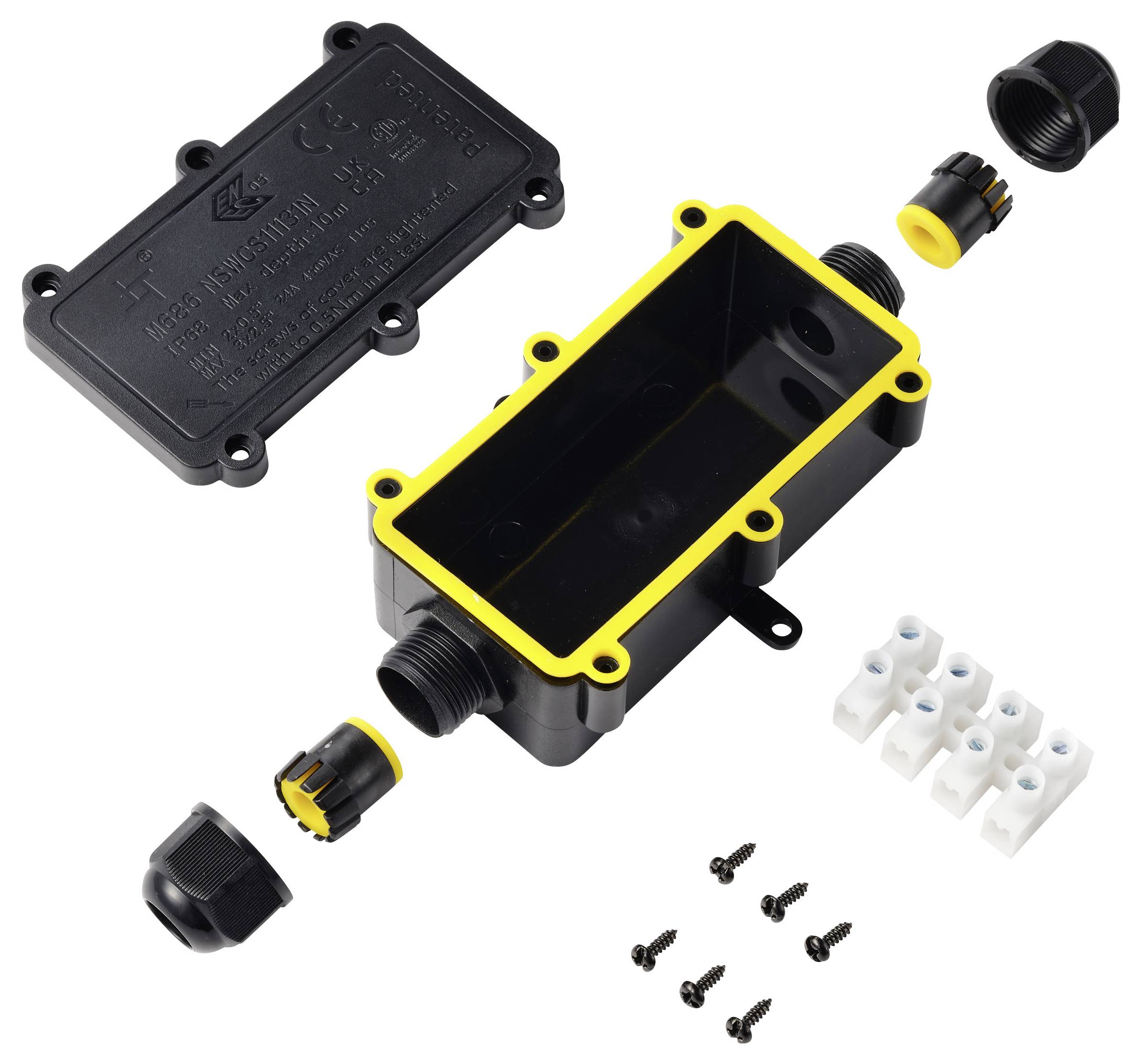TRU COMPONENTS Abzeigdose IP68 wasserdicht, 2 Eingänge, 0,5 - 2,5mm² TC-14745276 Schwarz Inhalt: 1St.