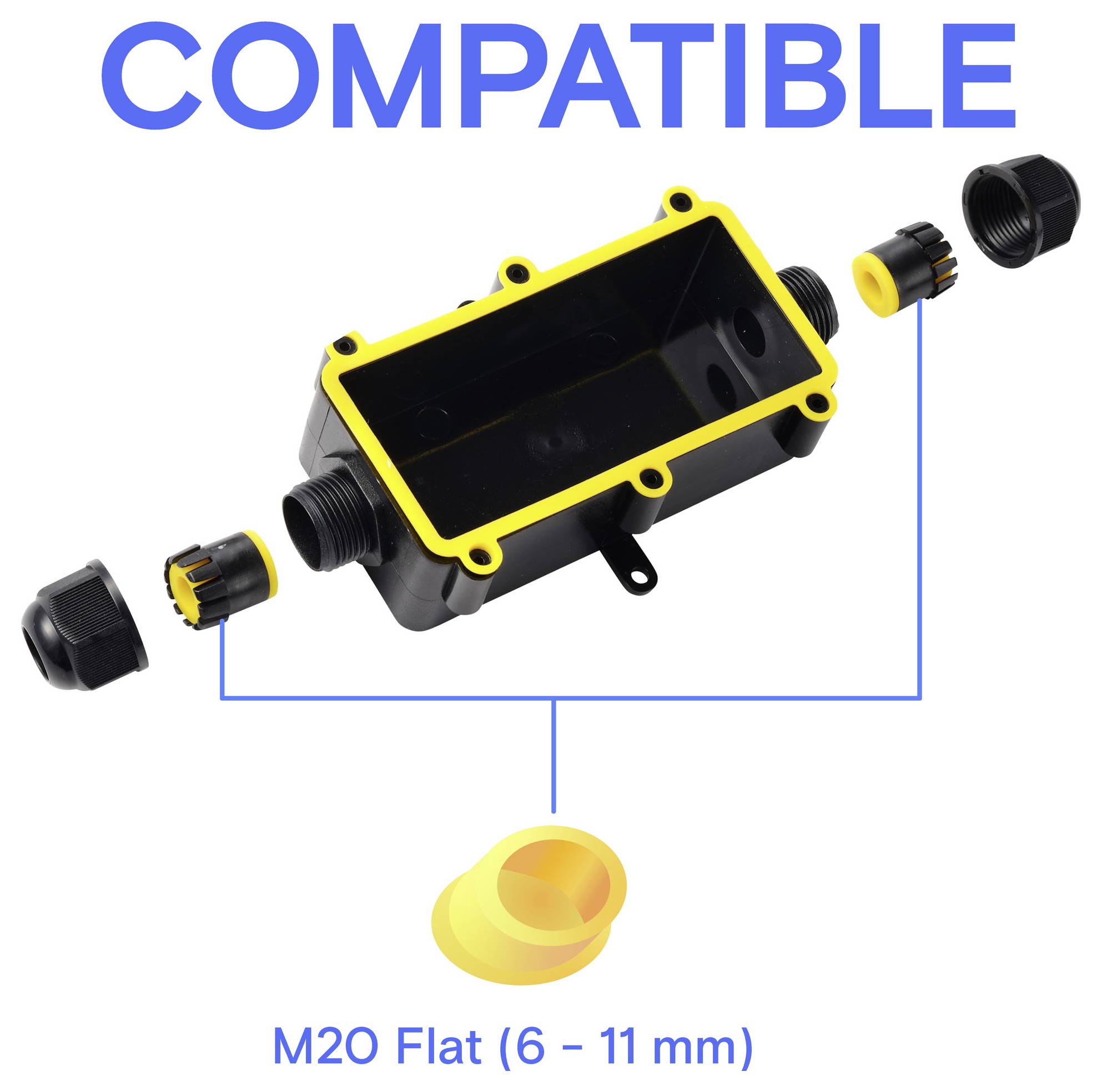 TRU COMPONENTS Abzeigdose IP68 wasserdicht, 2 Eingänge, 0,5 - 2,5mm² TC-14745276 Schwarz Inhalt: 1St.