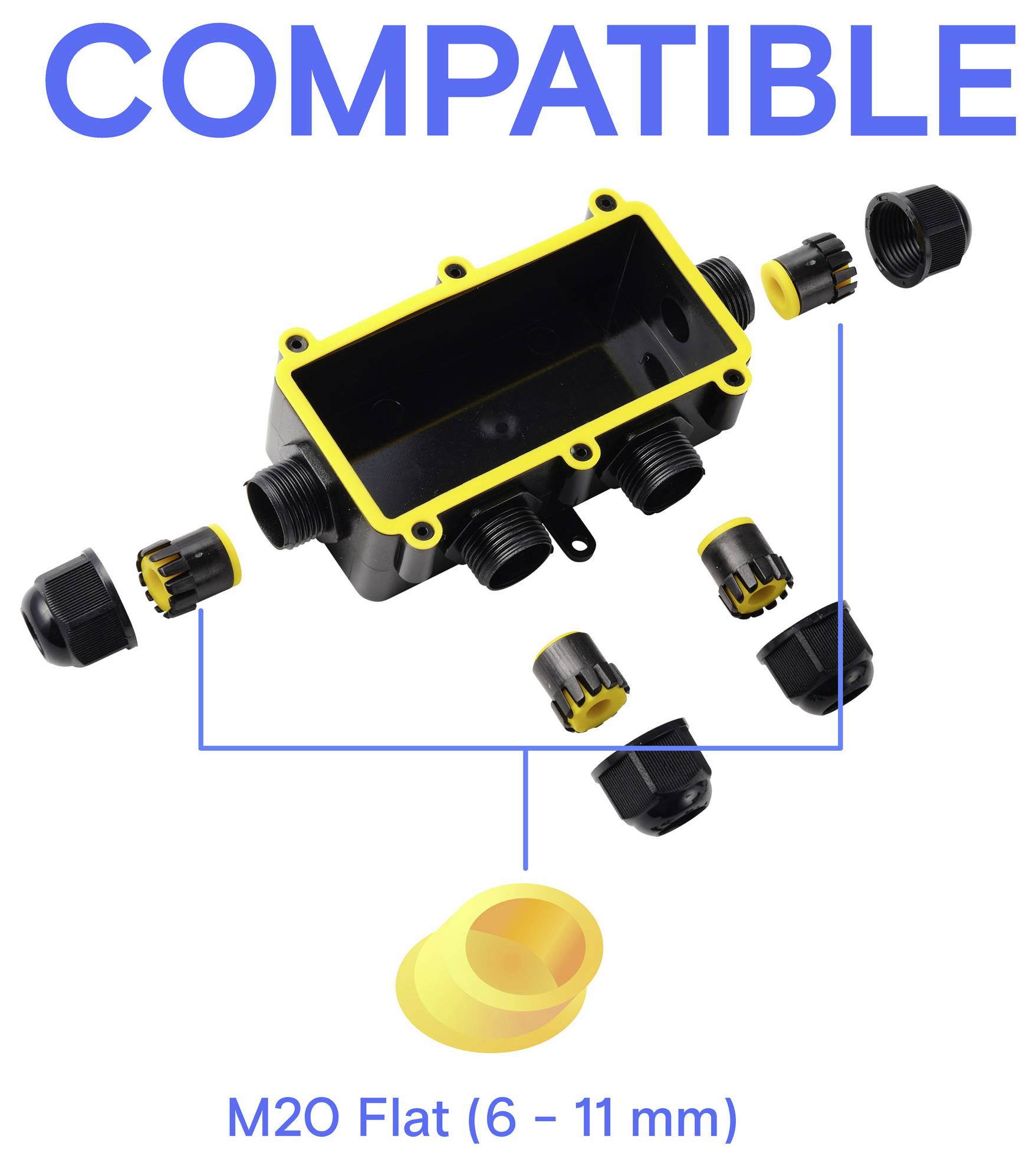 TRU COMPONENTS Abzeigdose IP68 wasserdicht, 4 Eingänge, 0,5 - 2,5mm² TC-14745280 Schwarz Inhalt: 1St.