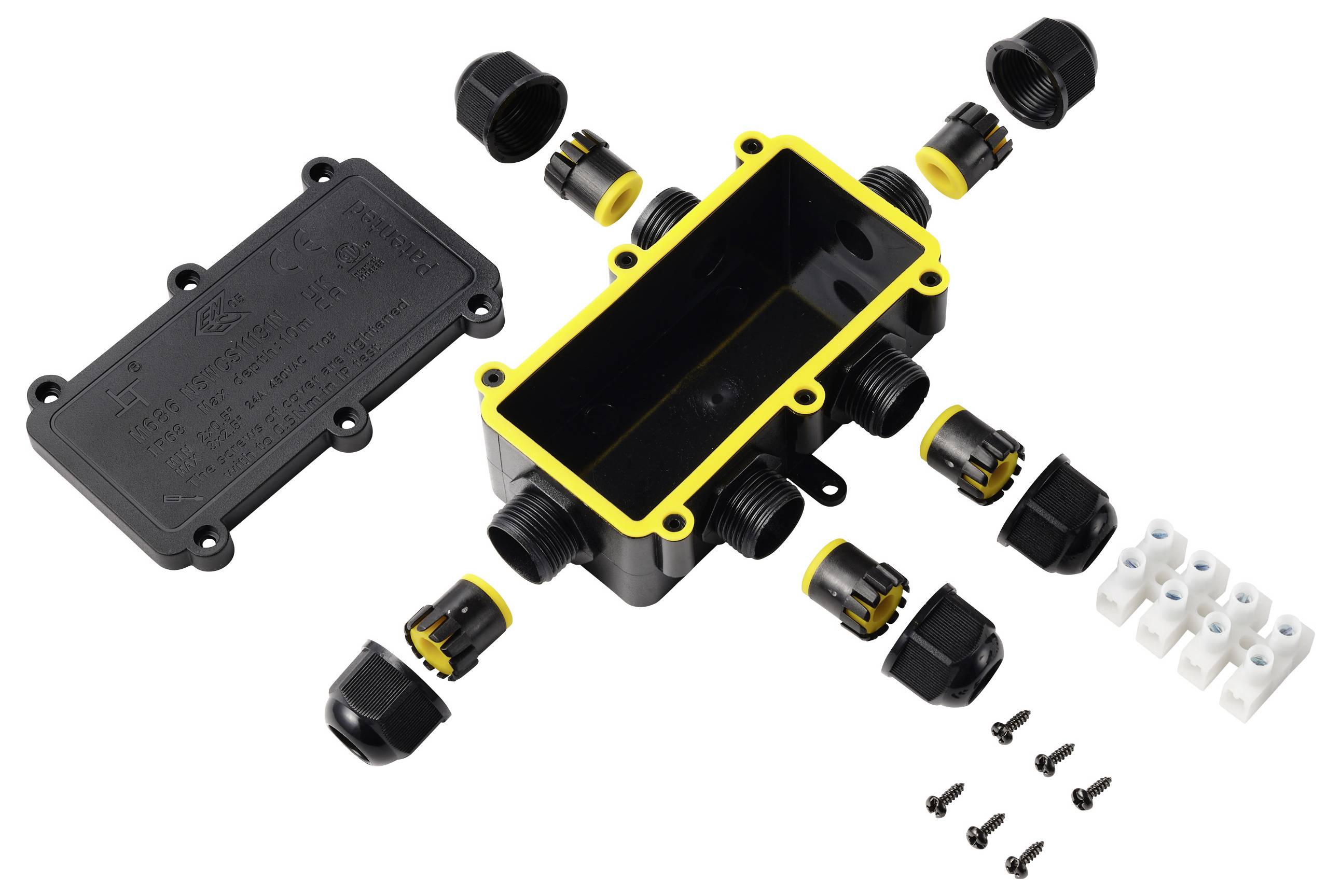 TRU COMPONENTS Abzeigdose IP68 wasserdicht, 5 Eingänge, 0,5 - 2,5mm² TC-14745284 Schwarz Inhalt: 1St.