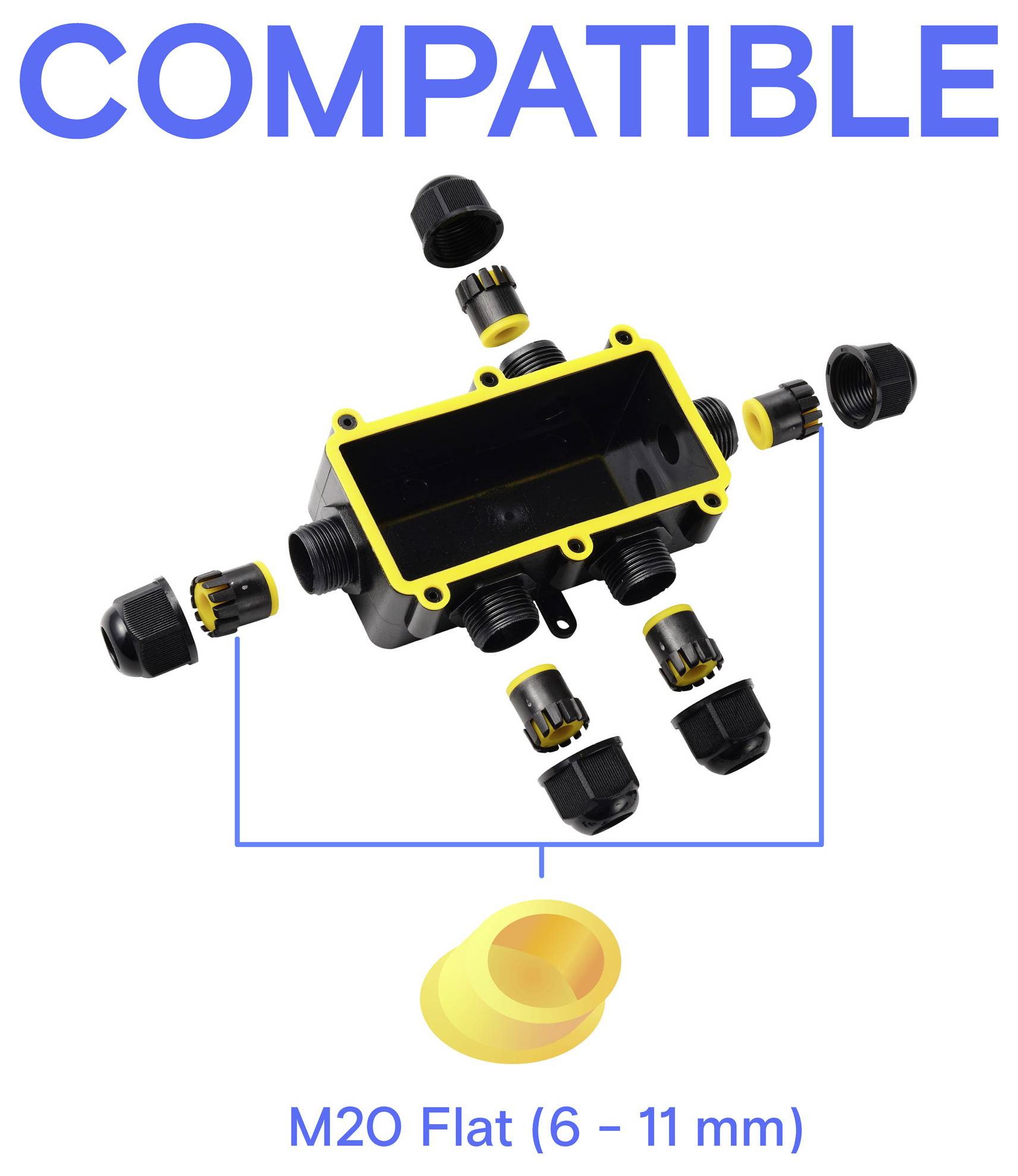 TRU COMPONENTS Abzeigdose IP68 wasserdicht, 5 Eingänge, 0,5 - 2,5mm² TC-14745284 Schwarz Inhalt: 1St.
