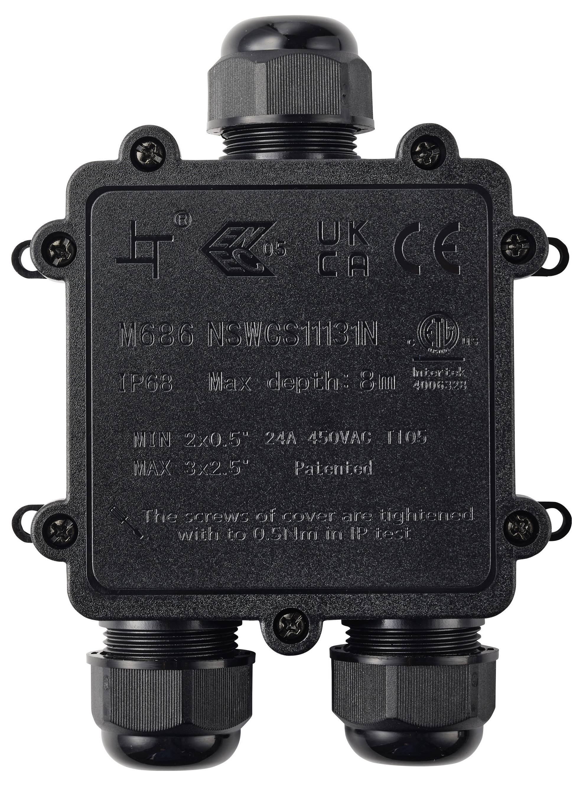 TRU COMPONENTS Abzeigdose IP68 wasserdicht, 3 Eingänge, 0,5 - 4,0mm² TC-14745288 Schwarz Inhalt: 1St.
