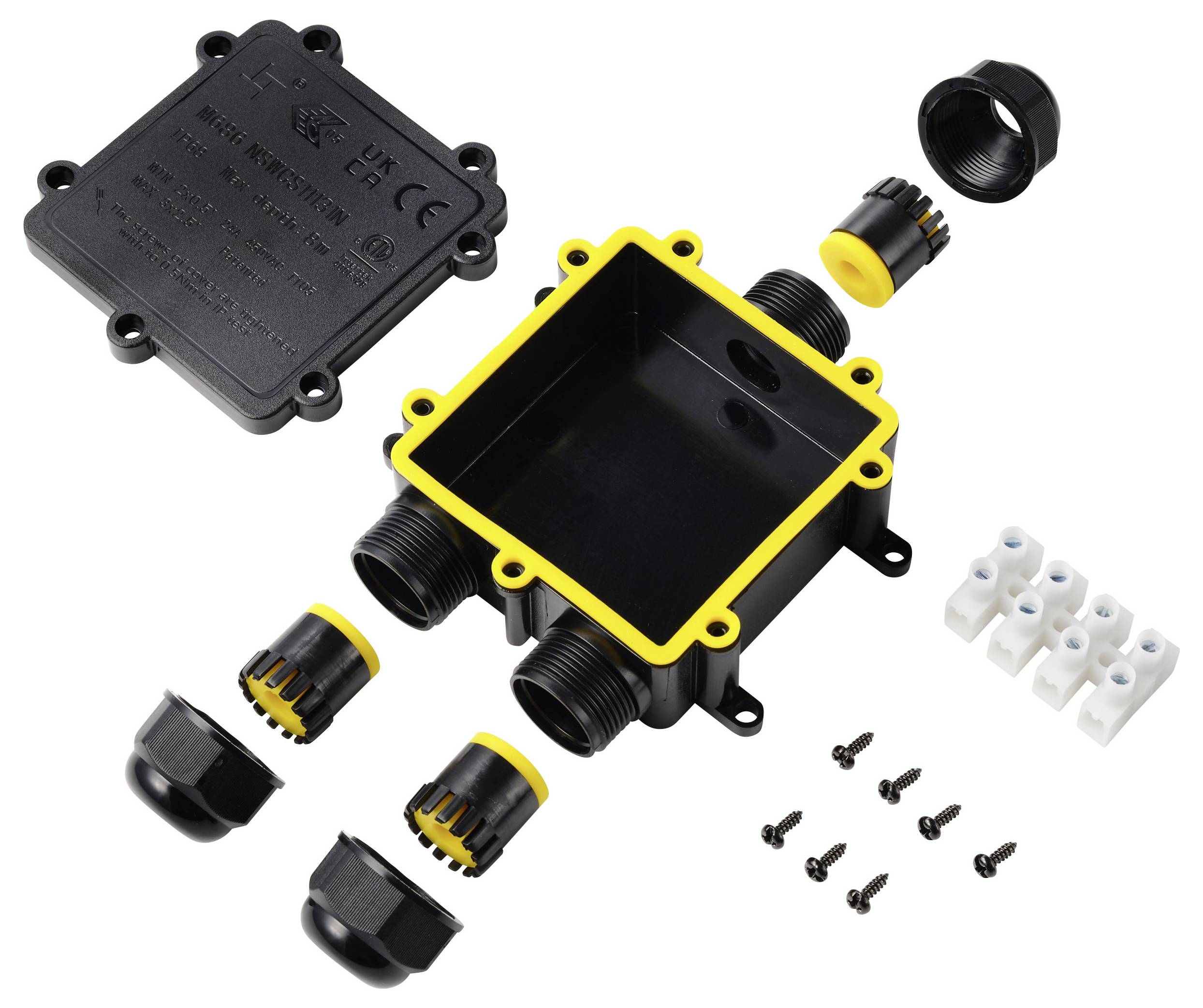 TRU COMPONENTS Abzeigdose IP68 wasserdicht, 3 Eingänge, 0,5 - 4,0mm² TC-14745288 Schwarz Inhalt: 1St.