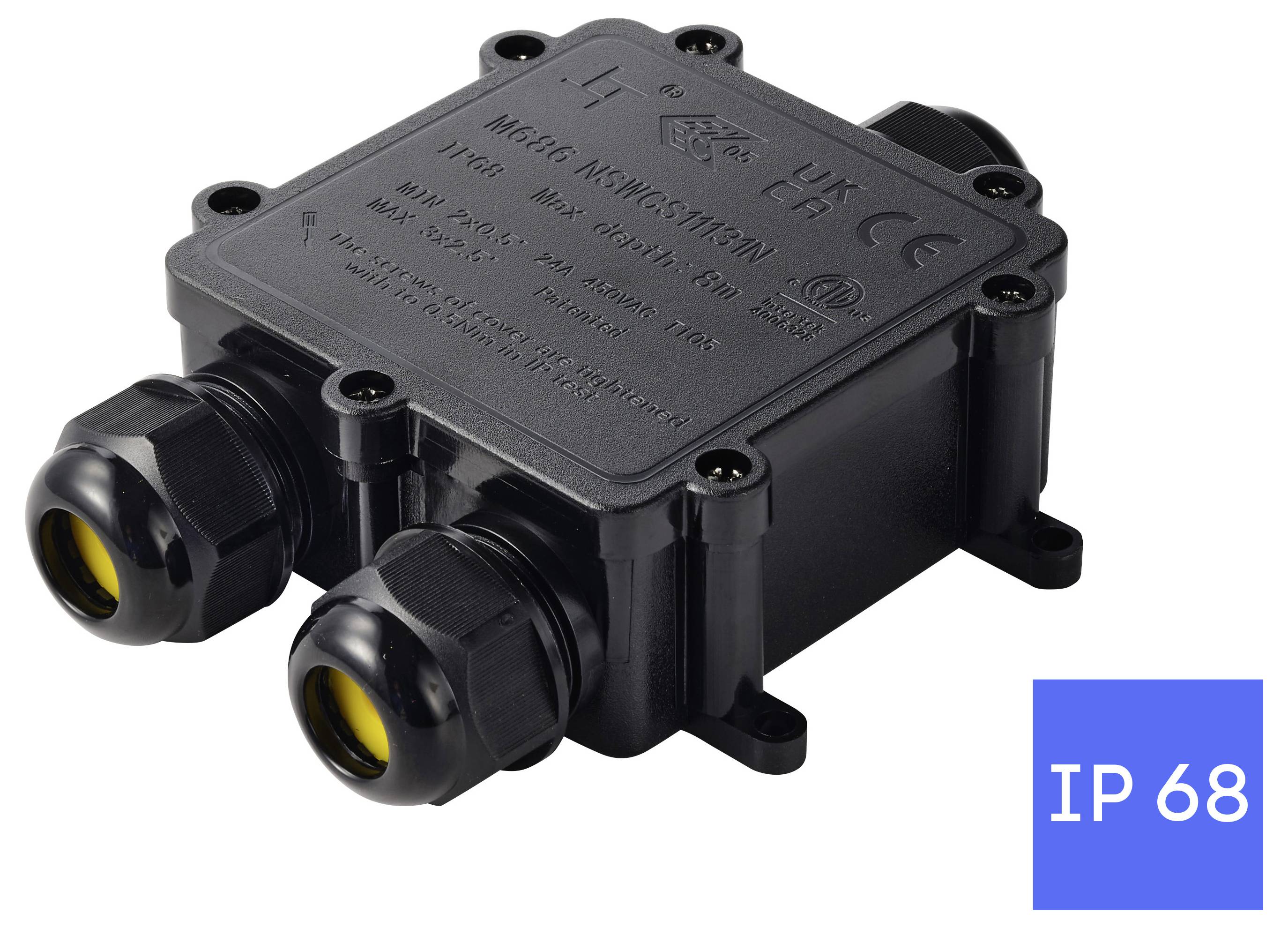 TRU COMPONENTS Abzeigdose IP68 wasserdicht, 3 Eingänge, 0,5 - 4,0mm² TC-14745288 Schwarz Inhalt: 1St.