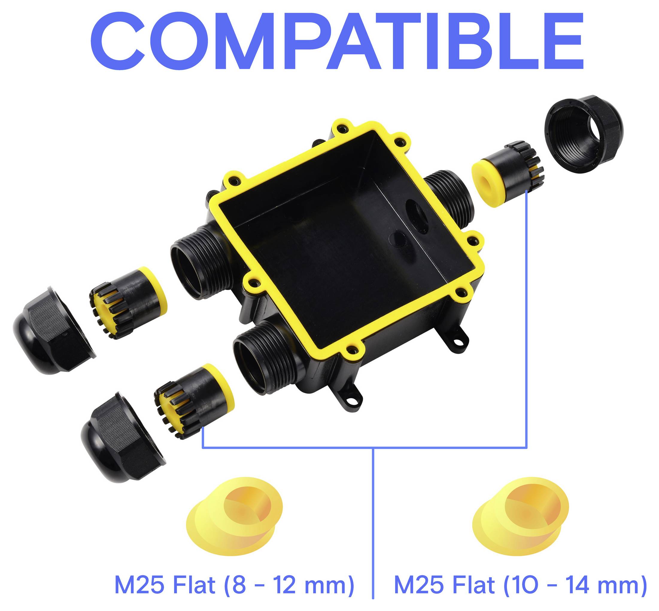 TRU COMPONENTS Abzeigdose IP68 wasserdicht, 3 Eingänge, 0,5 - 4,0mm² TC-14745288 Schwarz Inhalt: 1St.