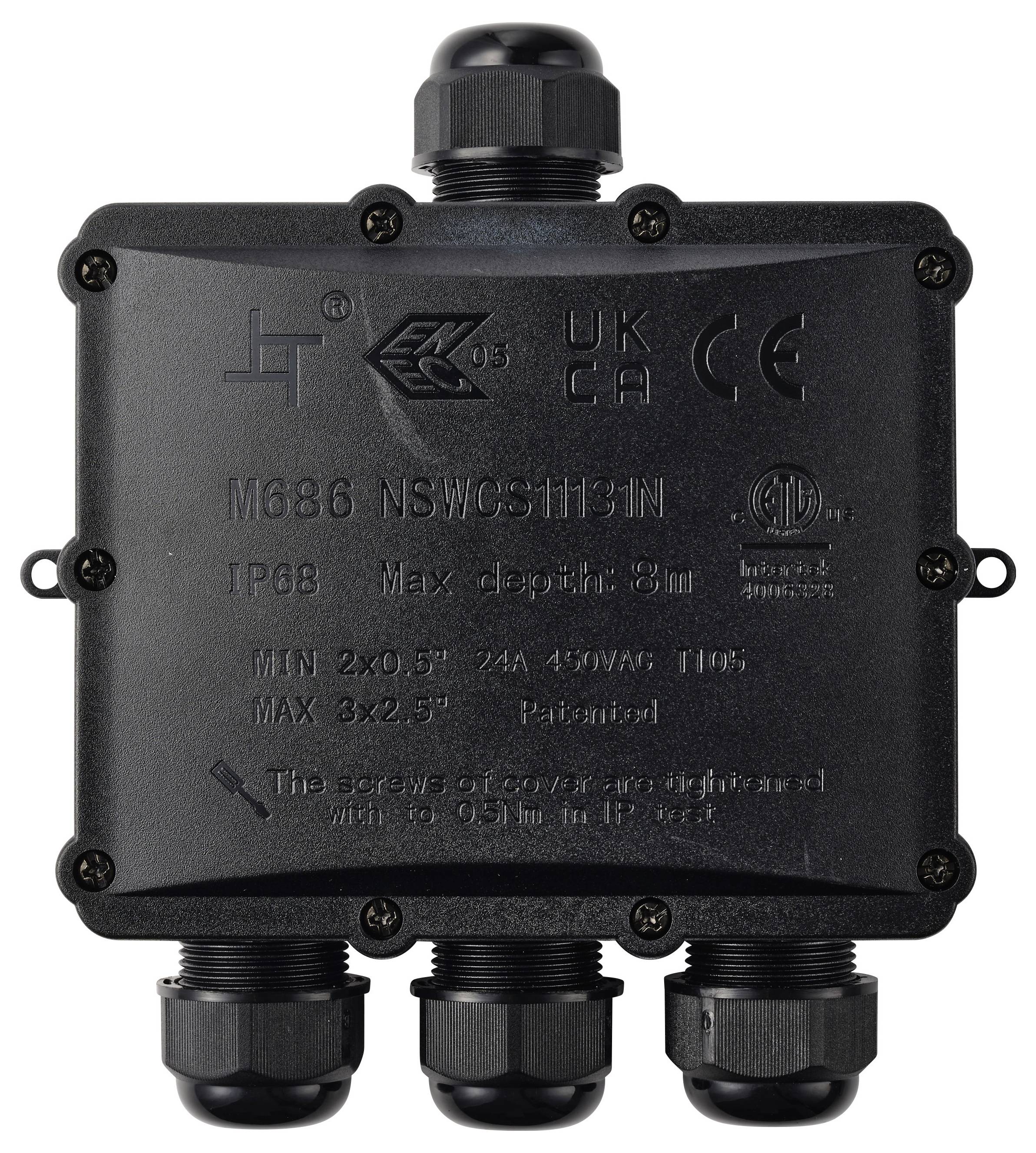 TRU COMPONENTS Abzeigdose IP68 wasserdicht, 4 Eingänge, 0,5 - 4,0mm² TC-14745292 Schwarz Inhalt: 1St.