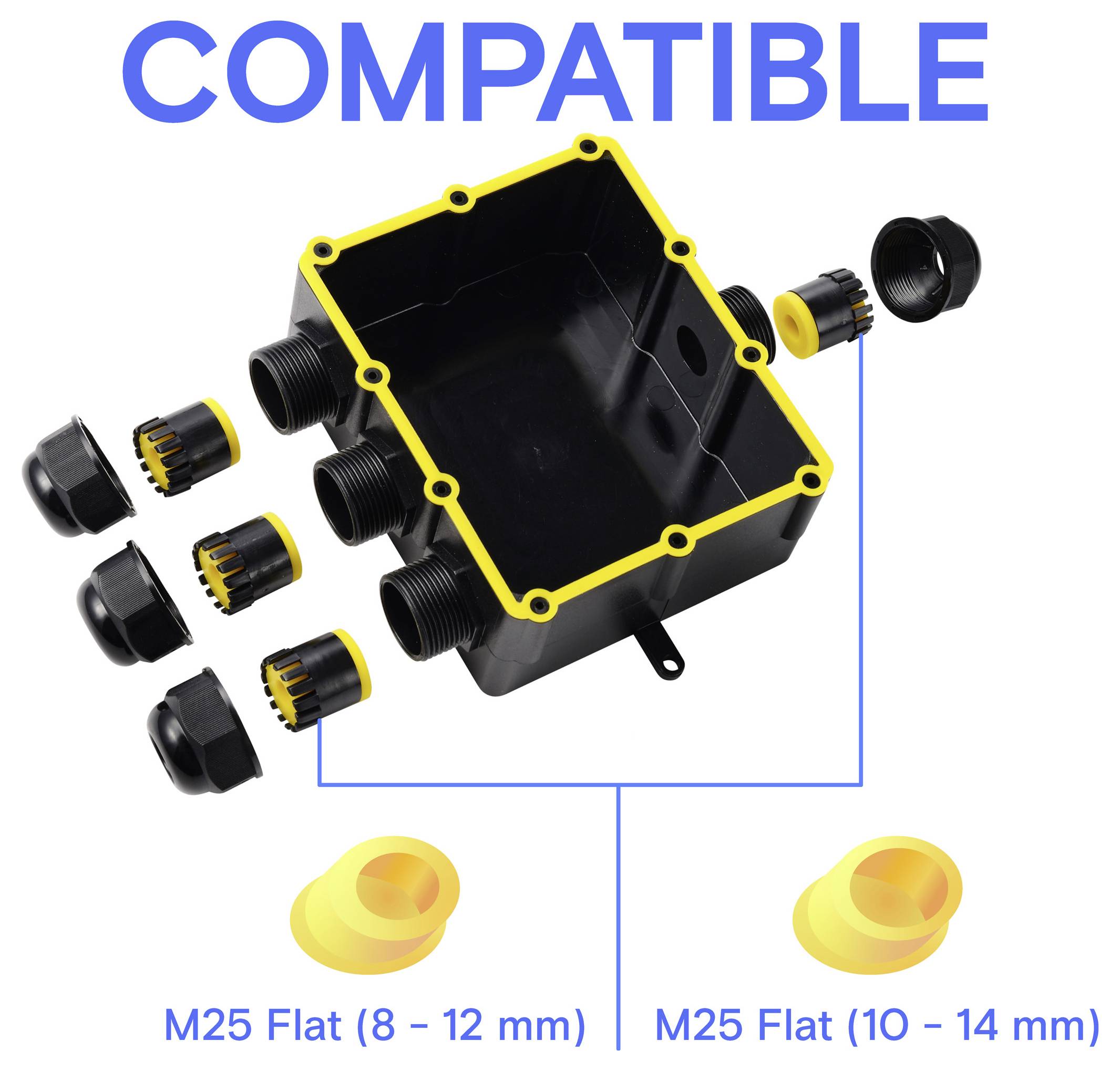 TRU COMPONENTS Abzeigdose IP68 wasserdicht, 4 Eingänge, 0,5 - 4,0 mm² TC-14745292 Schwarz TRU COMPONENTS Inhalt: 1 St.