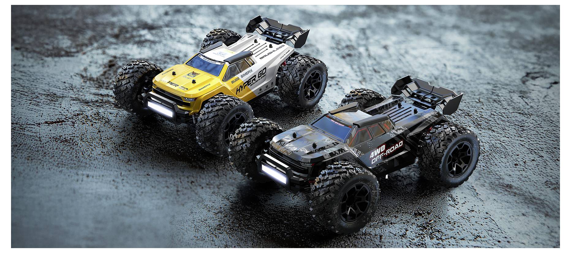 MJX Weiß-Gelb, Schwarz Brushless 1:14 RC Modellauto Elektro Truggy Allradantrieb (4WD) RtR 2,4 GHz Inkl. Akku und Ladegerät, Inkl. Zusatz-Karosseri